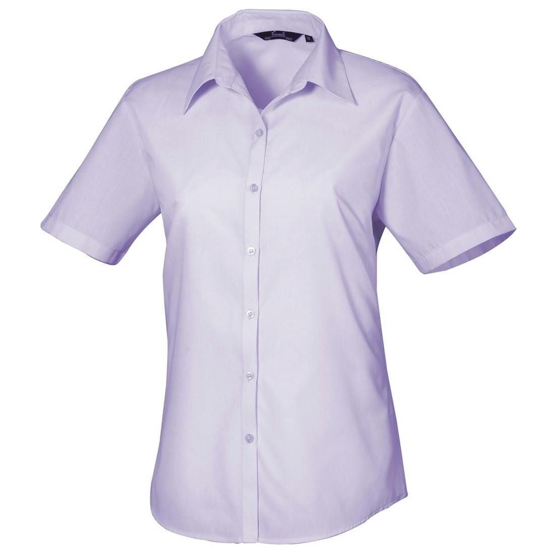 Premier (24, Lilac) Short Sleeve Poplin Blouse / Plain Work Shirt - Image 3
