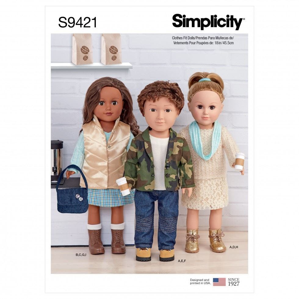 Simplicity Sewing Pattern 9421, Doll Clothes Os (One Size) - Intermediate - Os (One Size)