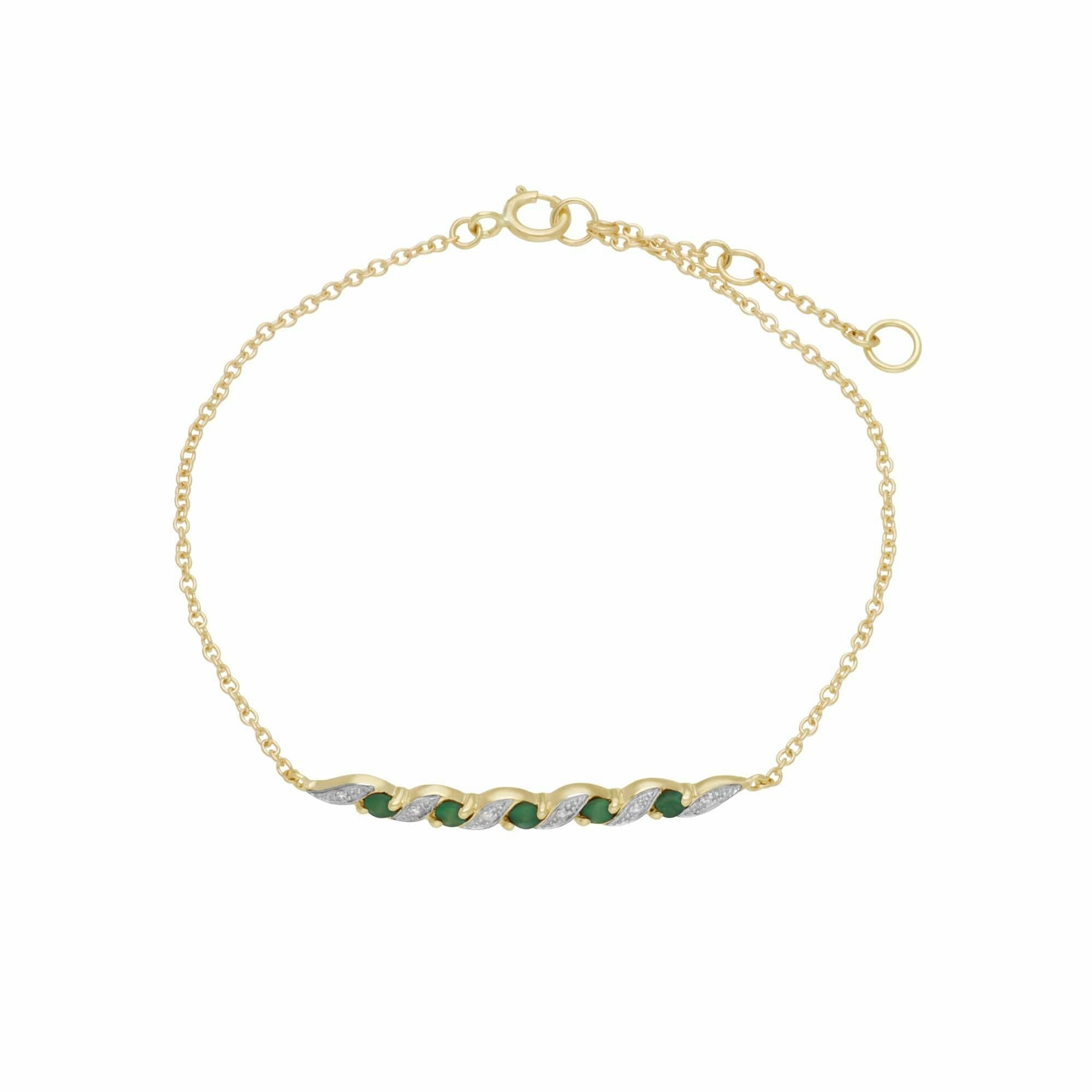 Gemondo Yellow/Gold Classic Emerald & Diamond Spiral Bracelet In 9Ct