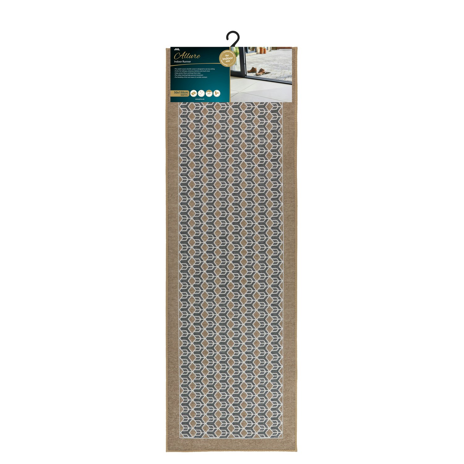 Rackhams Beige Allure Machine Washable Entrance Runner Doormat, 50X150cm