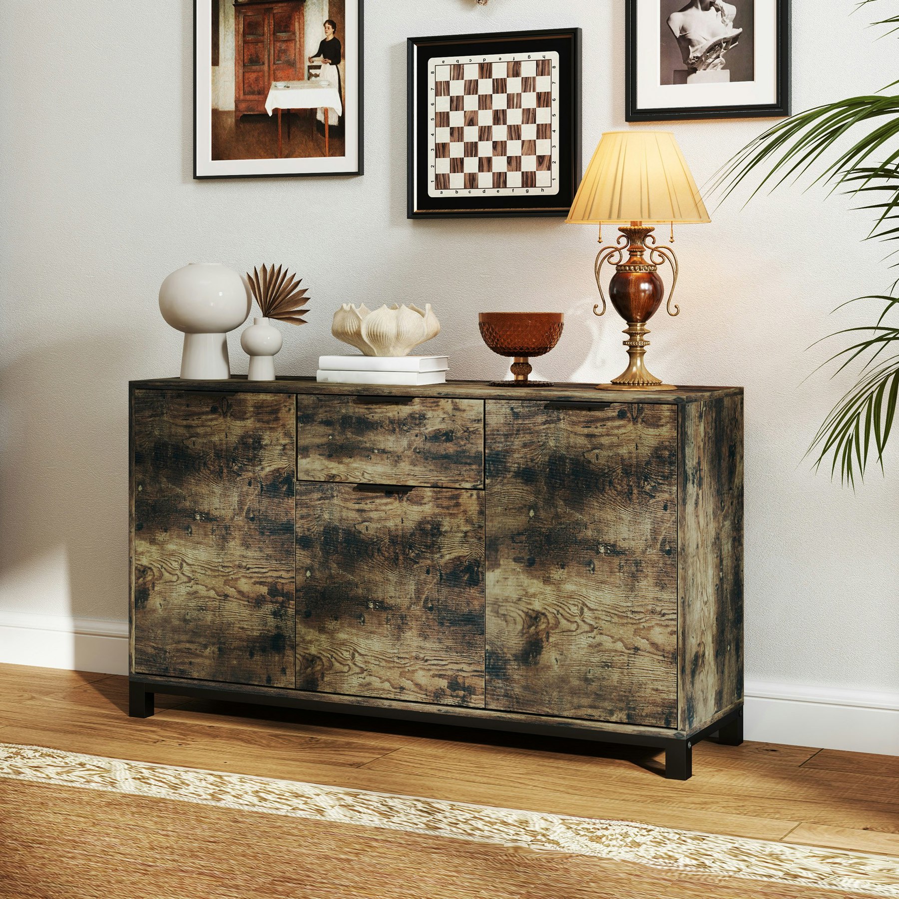Rackhams Brown Sideboard, Industrial Storage Cabinet For Living Room, Rustic - Rustic