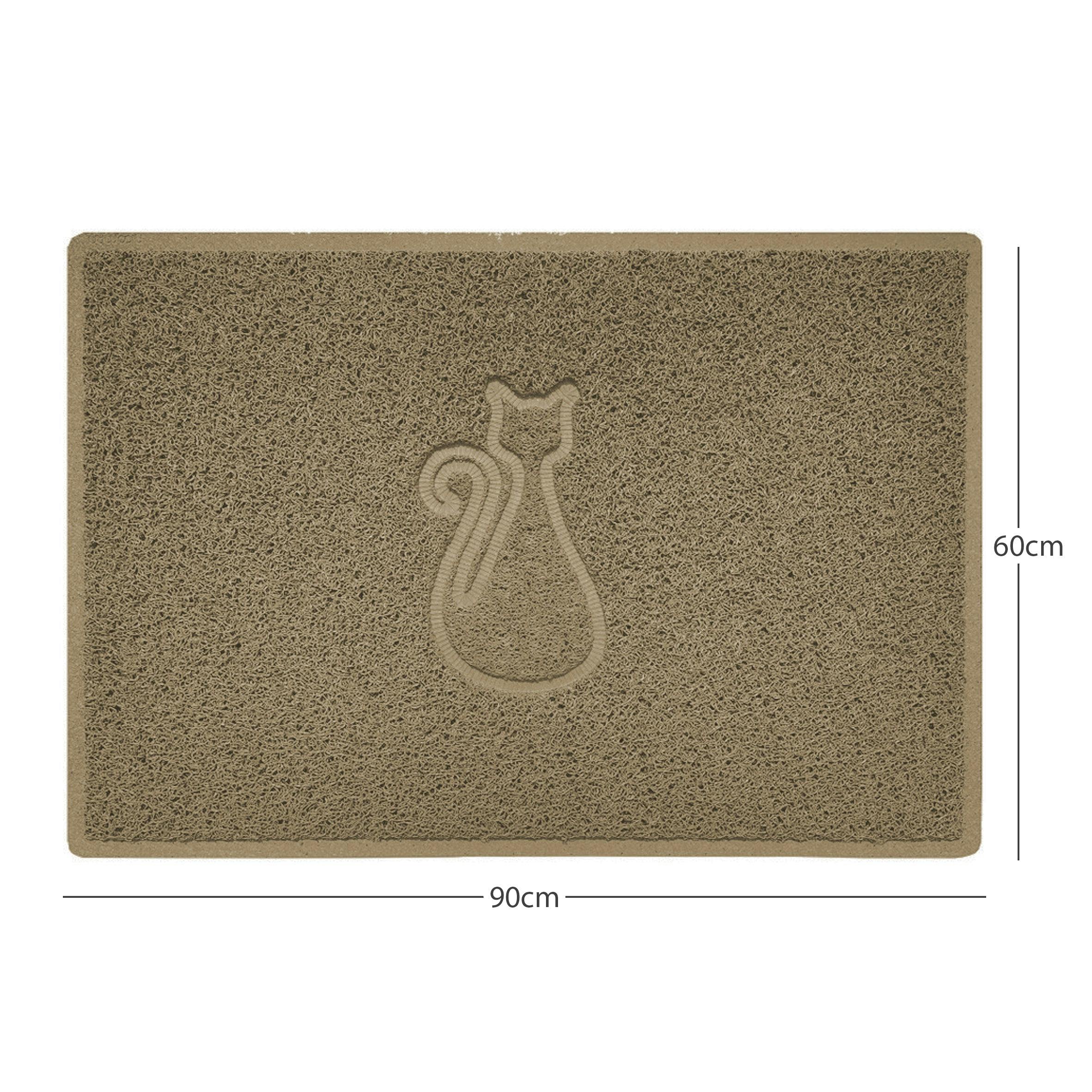 Nicoman CAT Embossed Shape Door Mat Dirt-Trapper Washable Barrier Doormat-(Use Indoor or Sheltered Outdoor)-(90x60cm/3x2ft,Large) Beige - Image 2