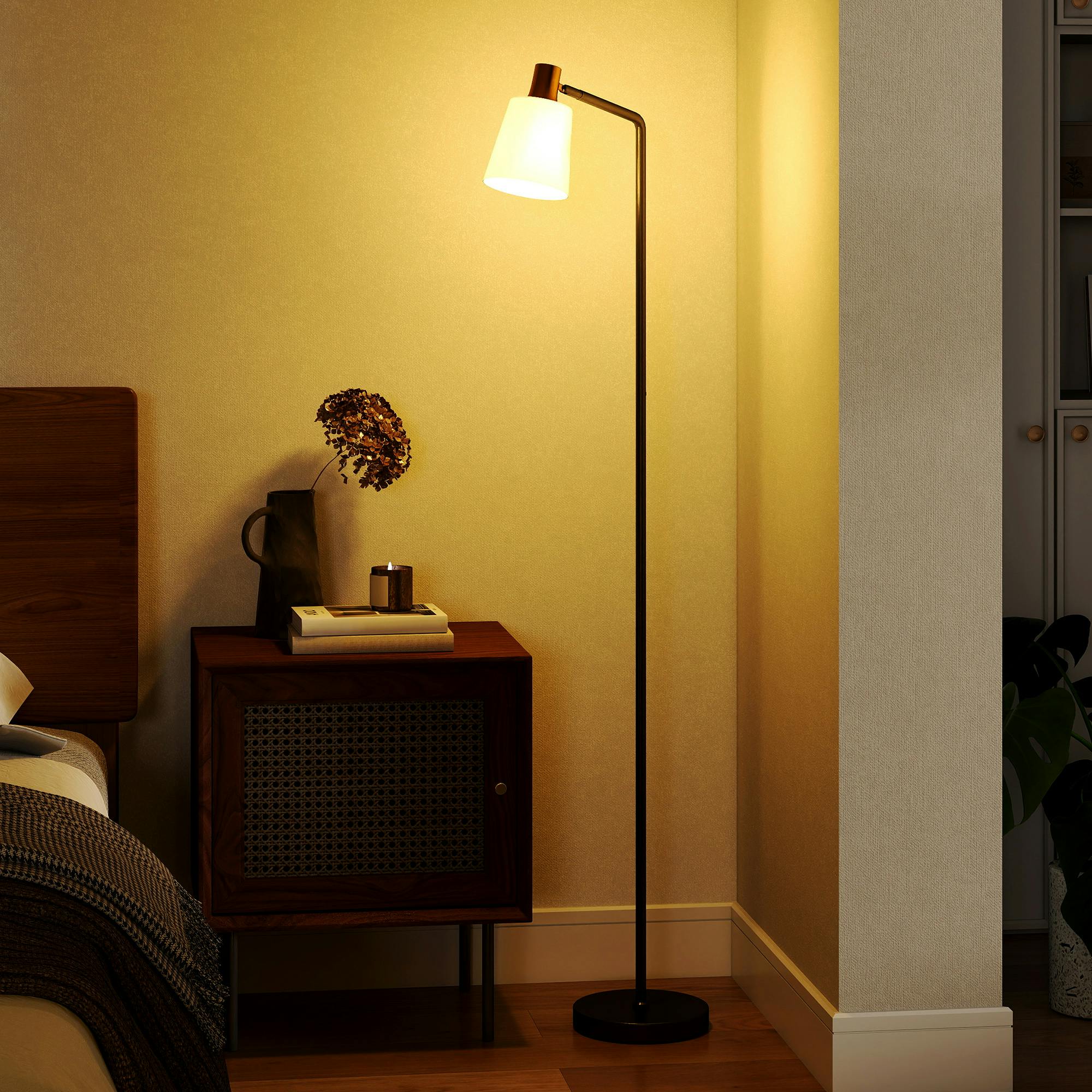Rackhams Black Standing Lamp With Rotatable Head, Modern Floor Lamp,