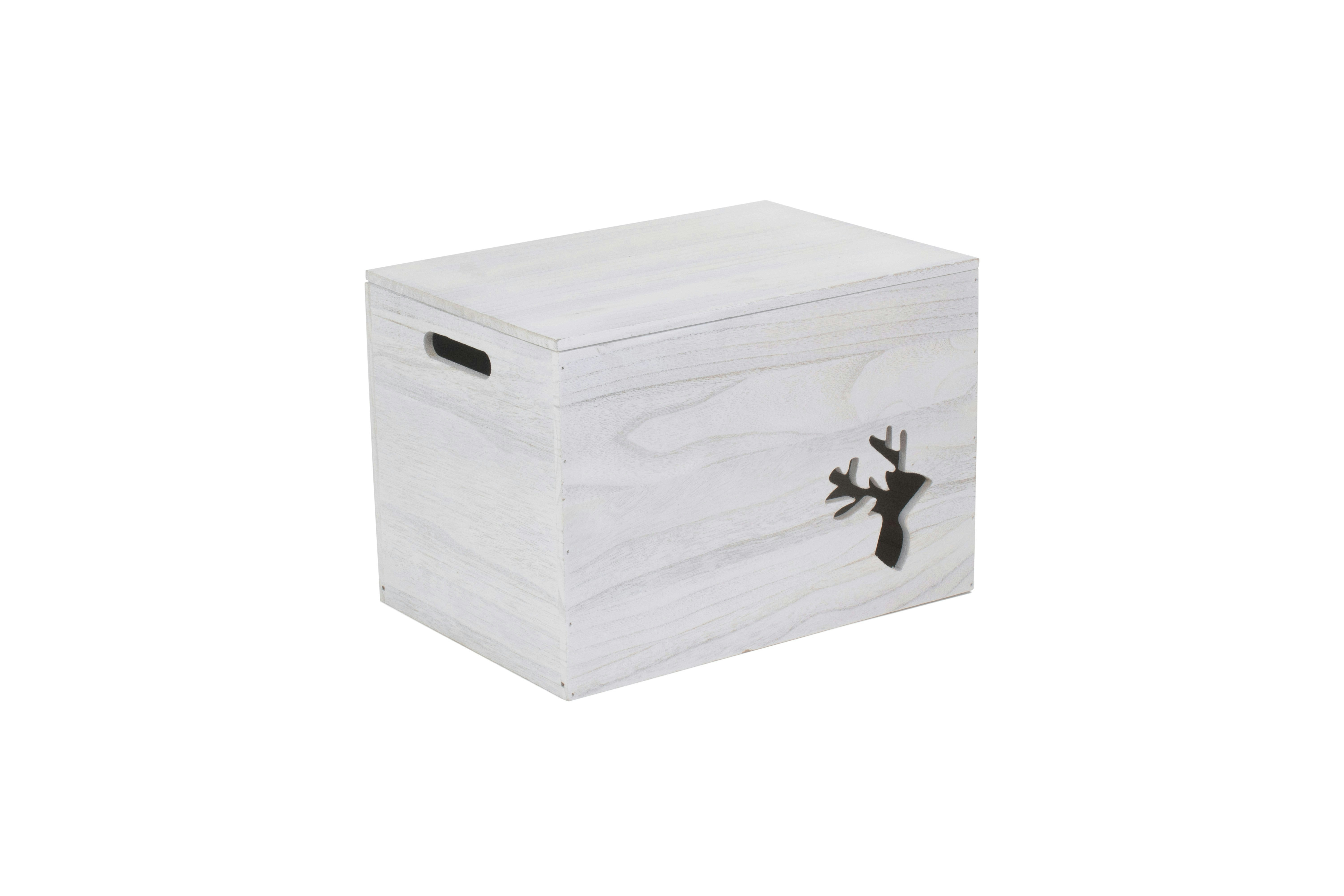 Red Hamper Wooden Christmas Reindeer Storage Box - One Size