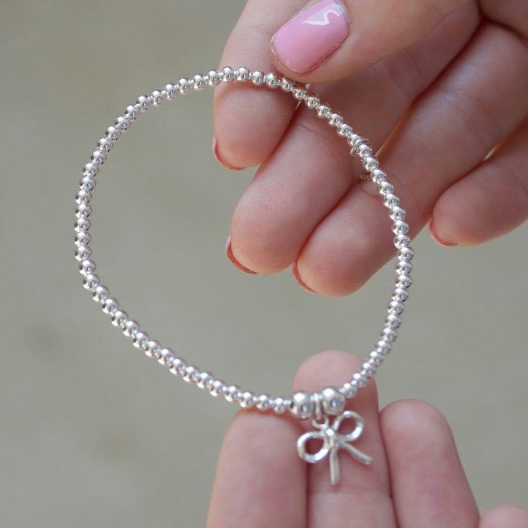 Mylee London Silver Bow On Ball Bead Bracelet - No - Child