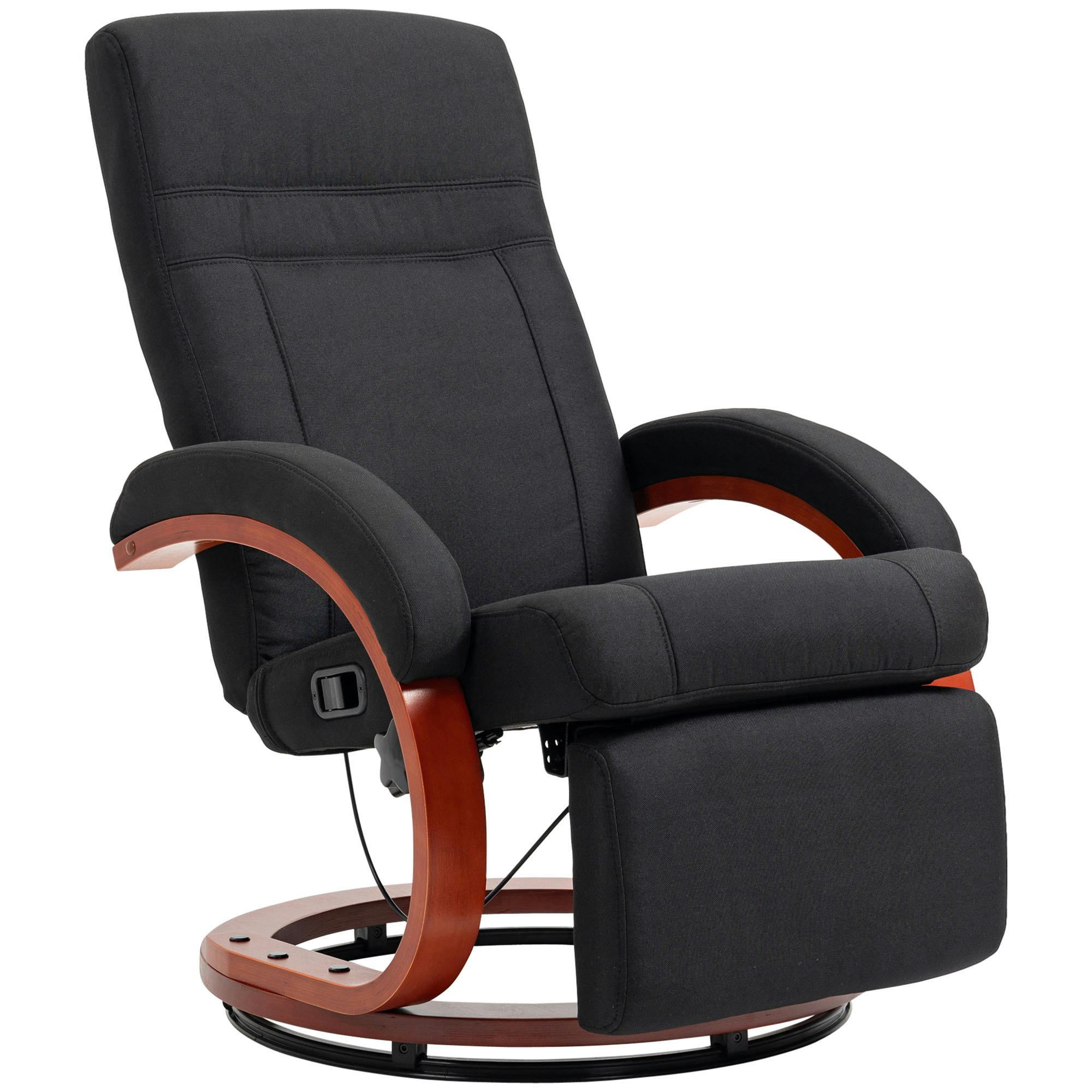 Homcom Black Manual Recliner Swivel Reclining Chair With Footrest Armrests