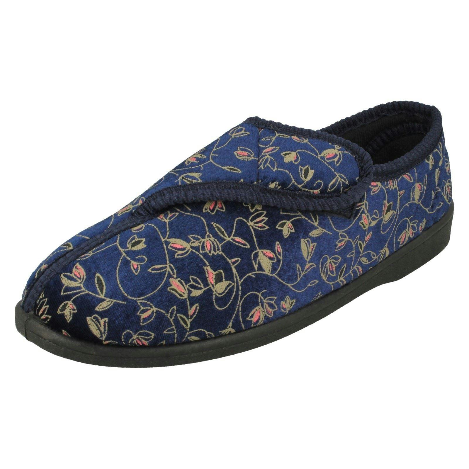 Spot On Women's Floral Detailed Washable Slippers Lvsn - Navy - Uk 5