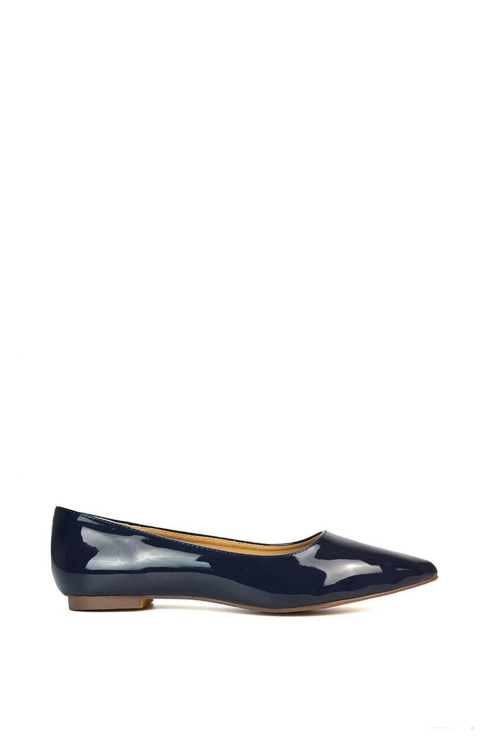 Xy London Women's Slip On Pointed Toe Flat Ballerina Pump Shoes - Navy - 6