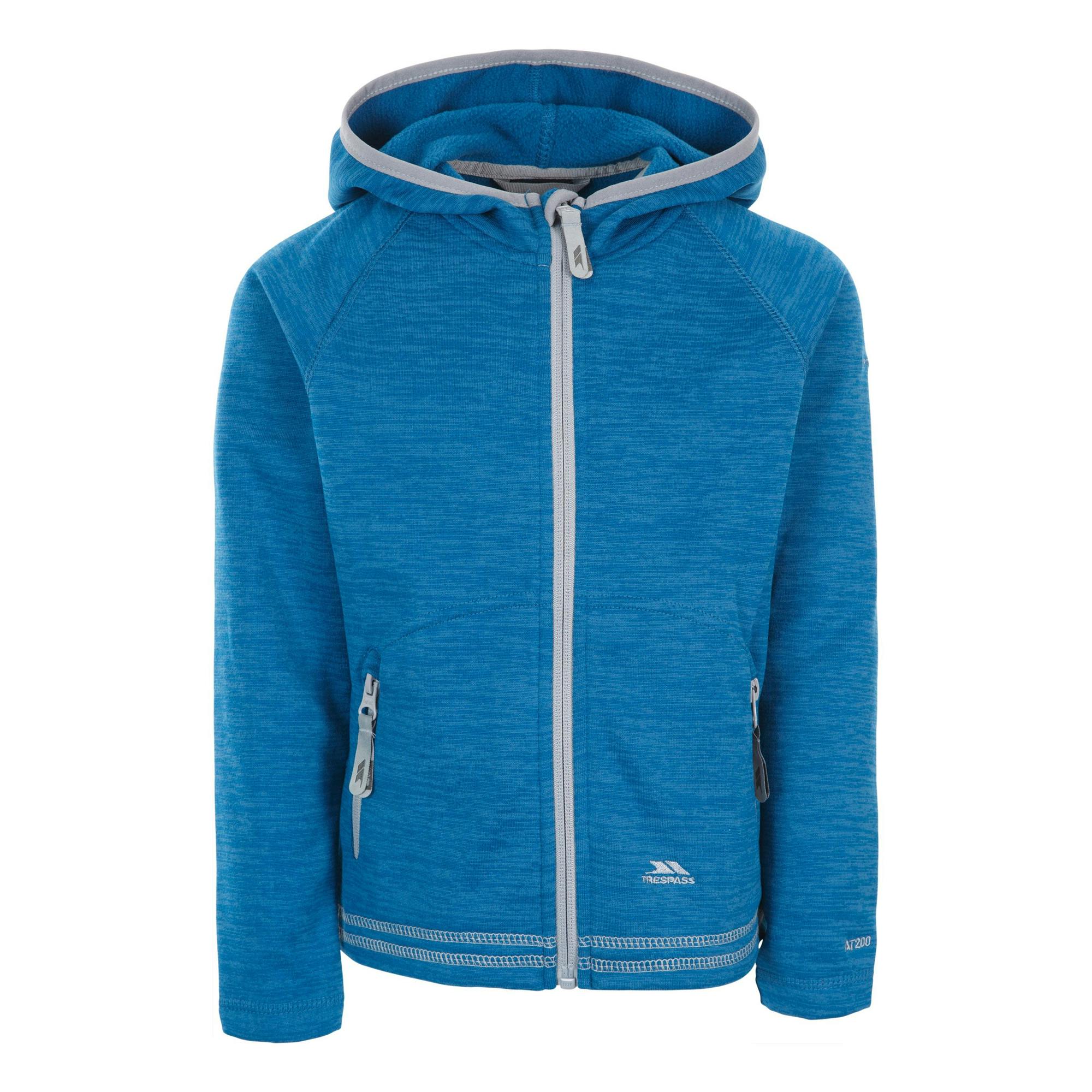 Trespass Women's Blue Girl's Goodness Full Zip Hooded Fleece Jacket In | Size: 3-4 Years - Image 2