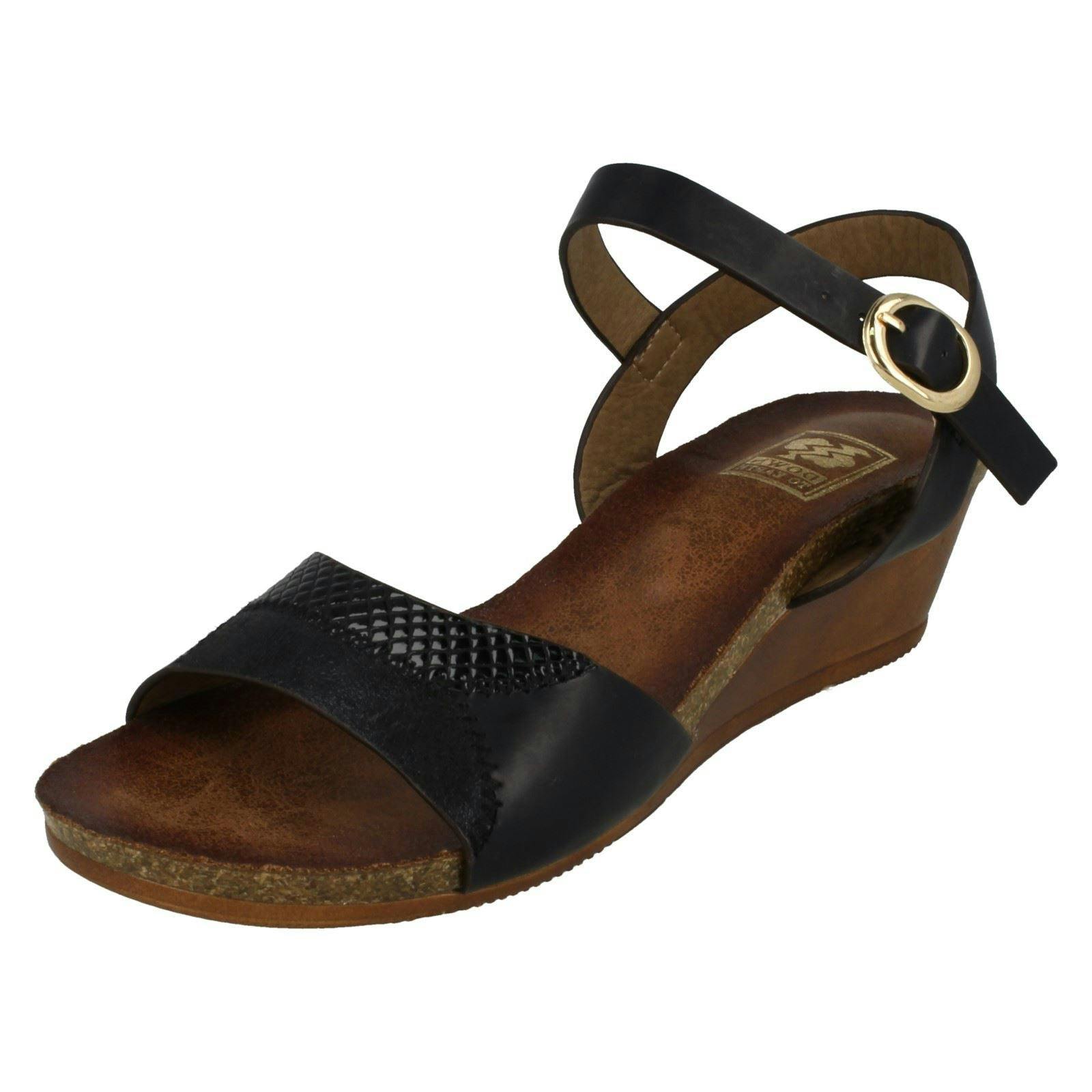 Down To Earth Women's Black Mid Wedge Mule Sandals - Uk 8