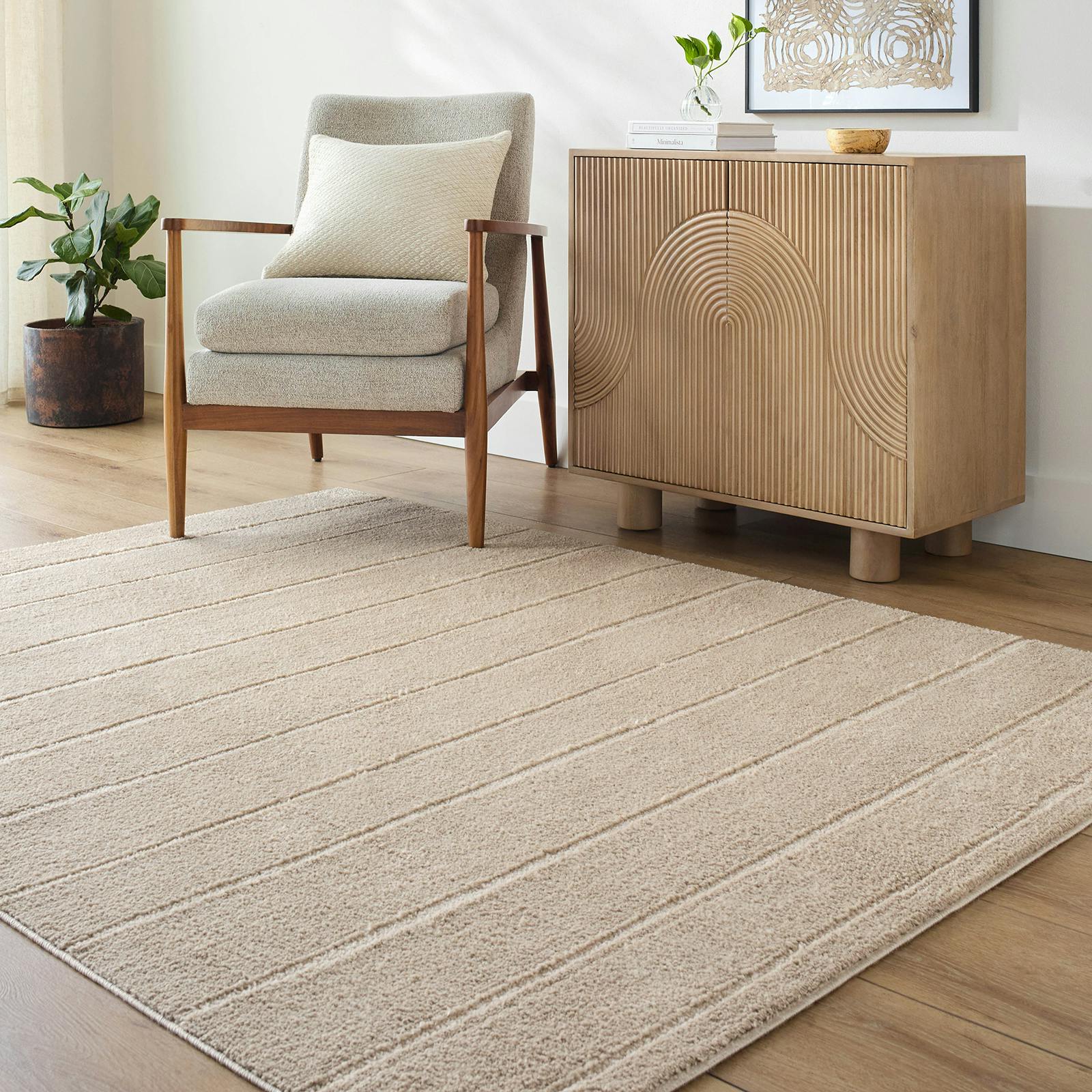 Livabliss Beige/Brown Our Pnw Home Cascade-Modern Graphic High Pile Rug - 160 X 213 Cm