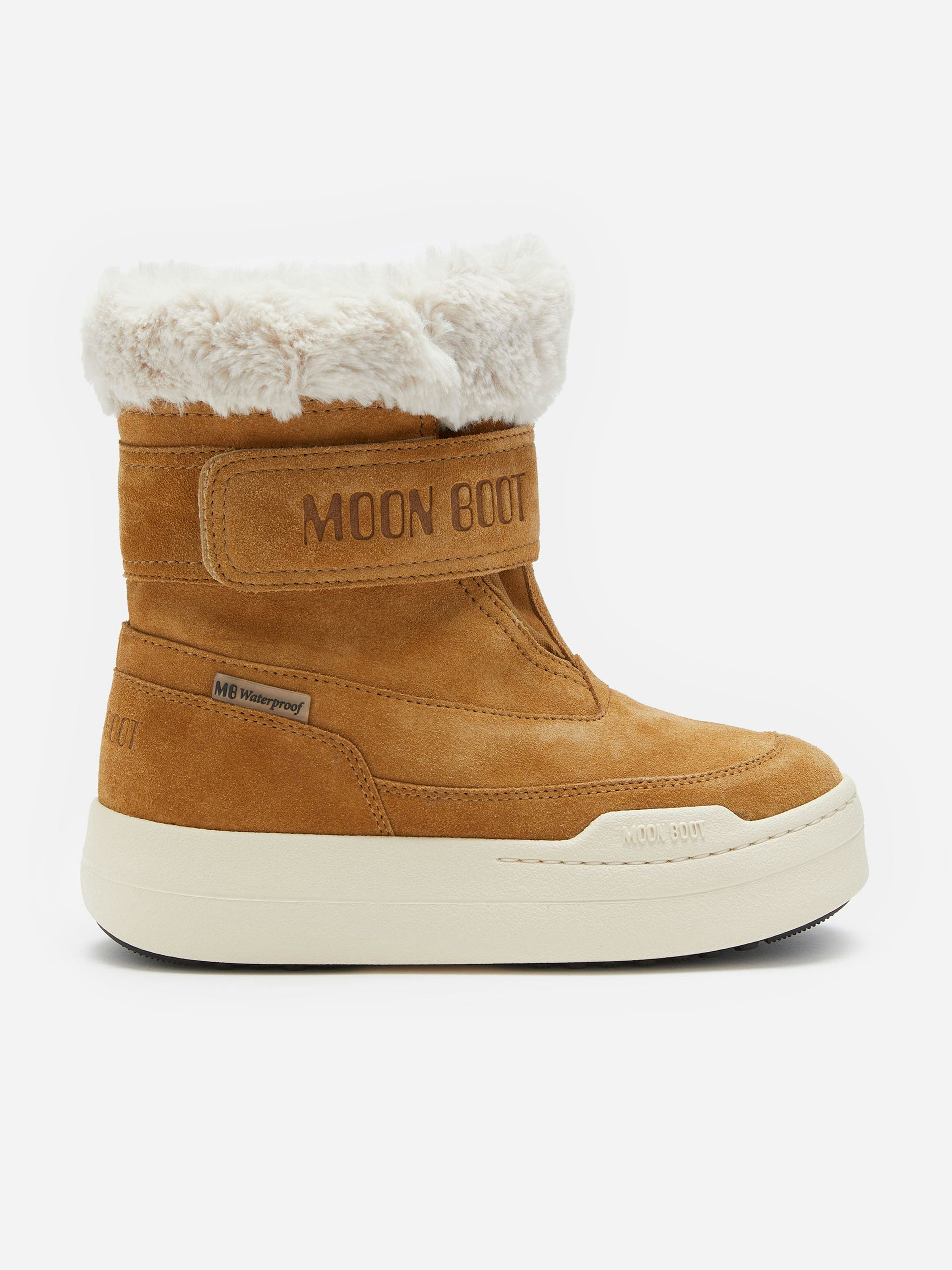Moon Boot Unisex Kids Brown Kids Jr Strap Suede Boots In - Eu 31 Uk 12.5