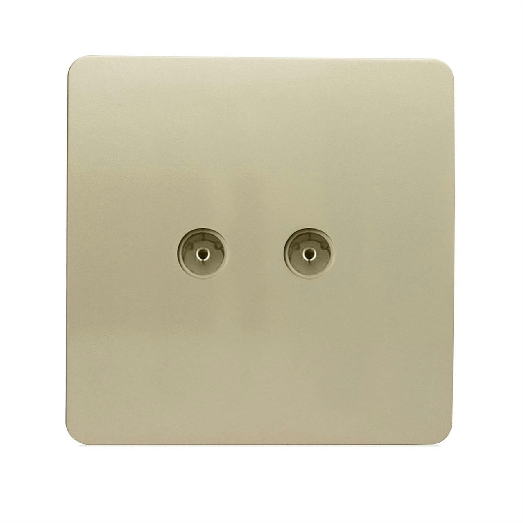 Trendi Artistic Modern Glossy Tactile Tv 2 Gang Socket Champagne Gold Art-2Tvsgo - Image 5