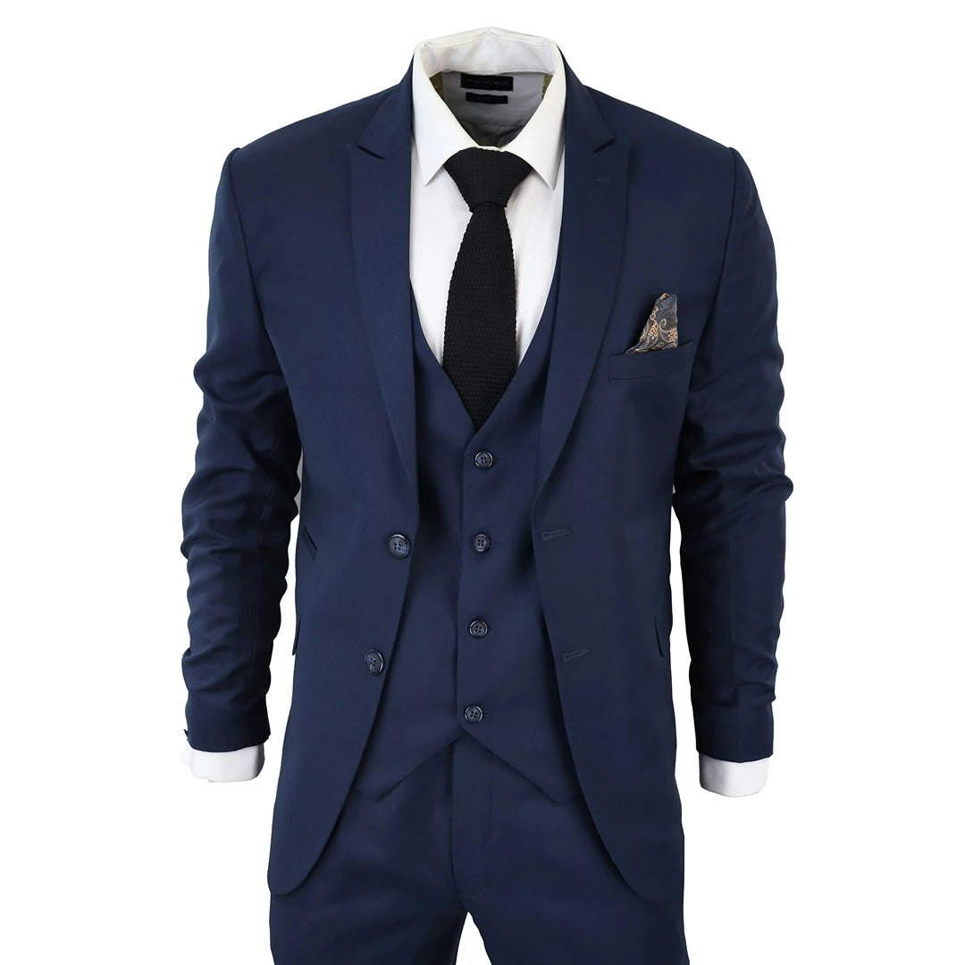 Truclothing Men's Im1 Classic Plain Navy 3 Piece Suit - 40" Jacket 34" Trousers