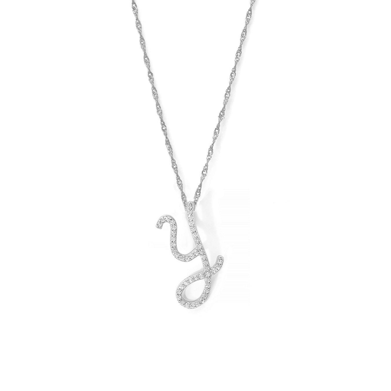Say It With Silver Luxe Cz Initial Necklace - Sterling - Y
