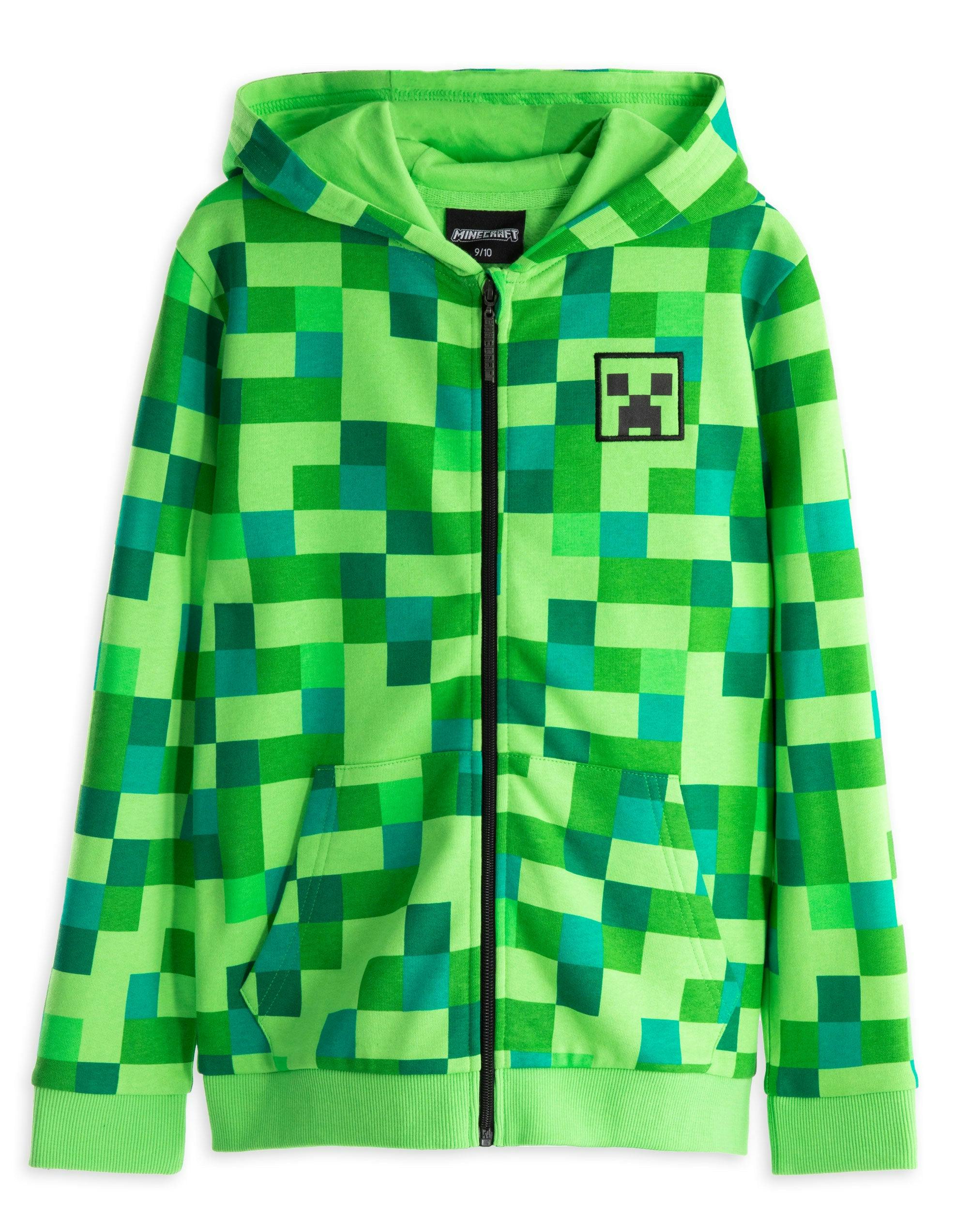 Vanilla Underground Boys Green Minecraft Creeper Placement Print Hoodie - 11-12 Years