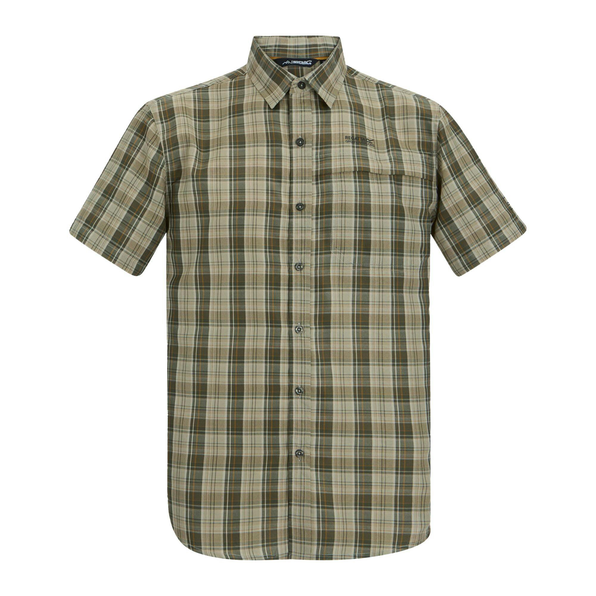 Regatta Men's Light Mindano Multi Check Short-Sleeved Shirt - Sage - Xl - Sage - 90% Polyester/10% Viscose
