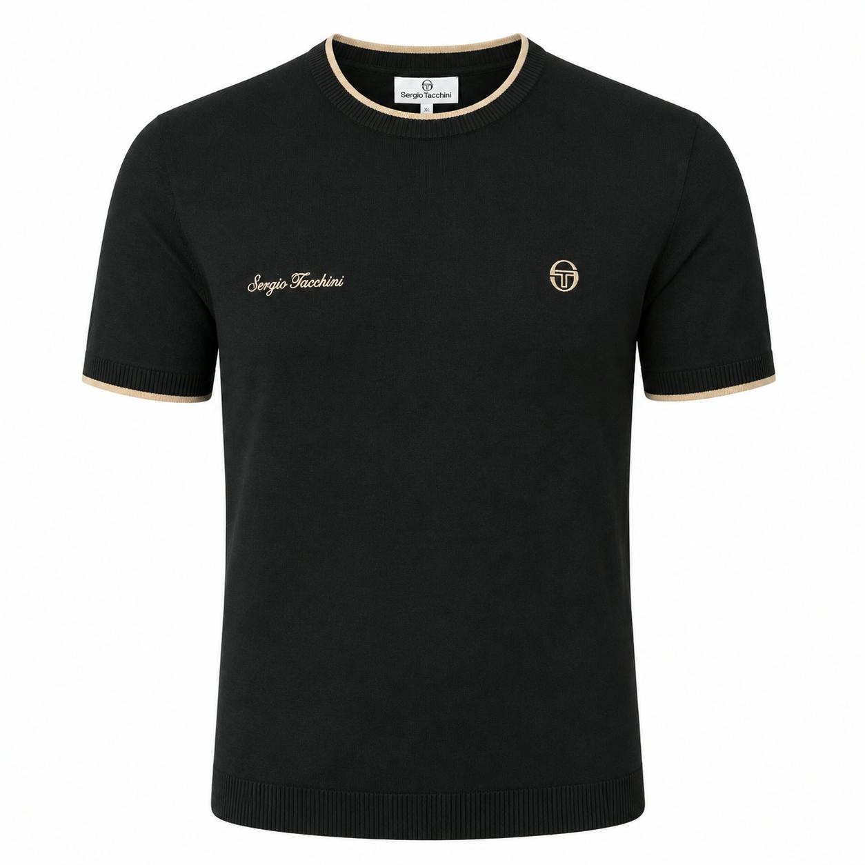 Sergio Tacchini Men's Black Conte T-Shirt - Size 44 - Image 3