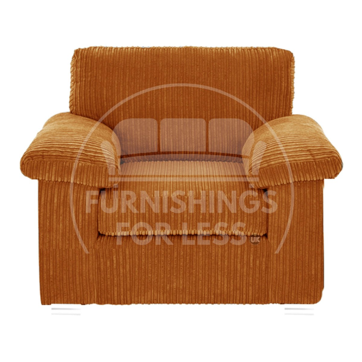 Rackhams Orange Delta Full Jumbo Cord Single Seater Armchair