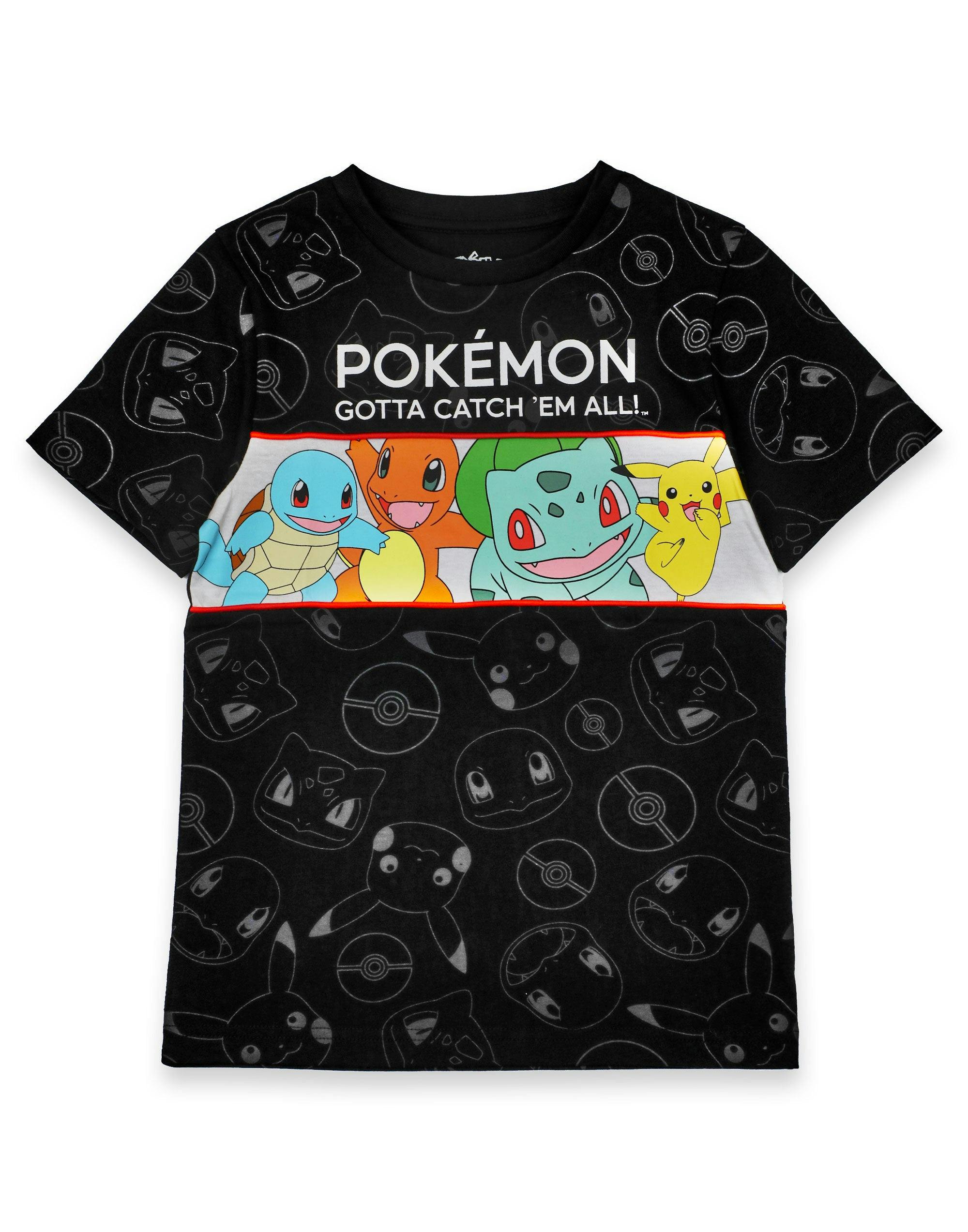Vanilla Underground Boys Black Pokemon Character Placement Print Short Sleeved T-Shirt - 5-6 Years