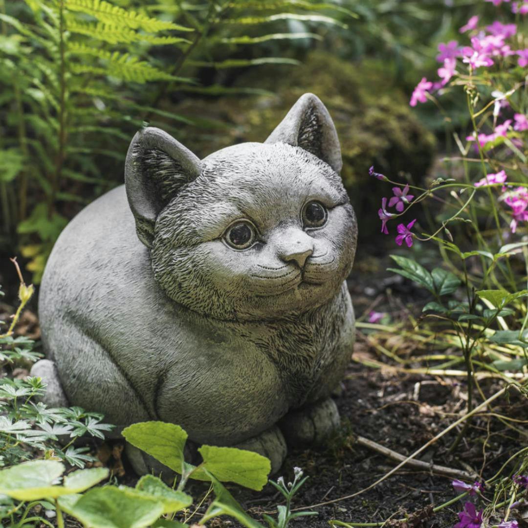 Osn Cute Fat Cat Solid Stone Garden Ornament