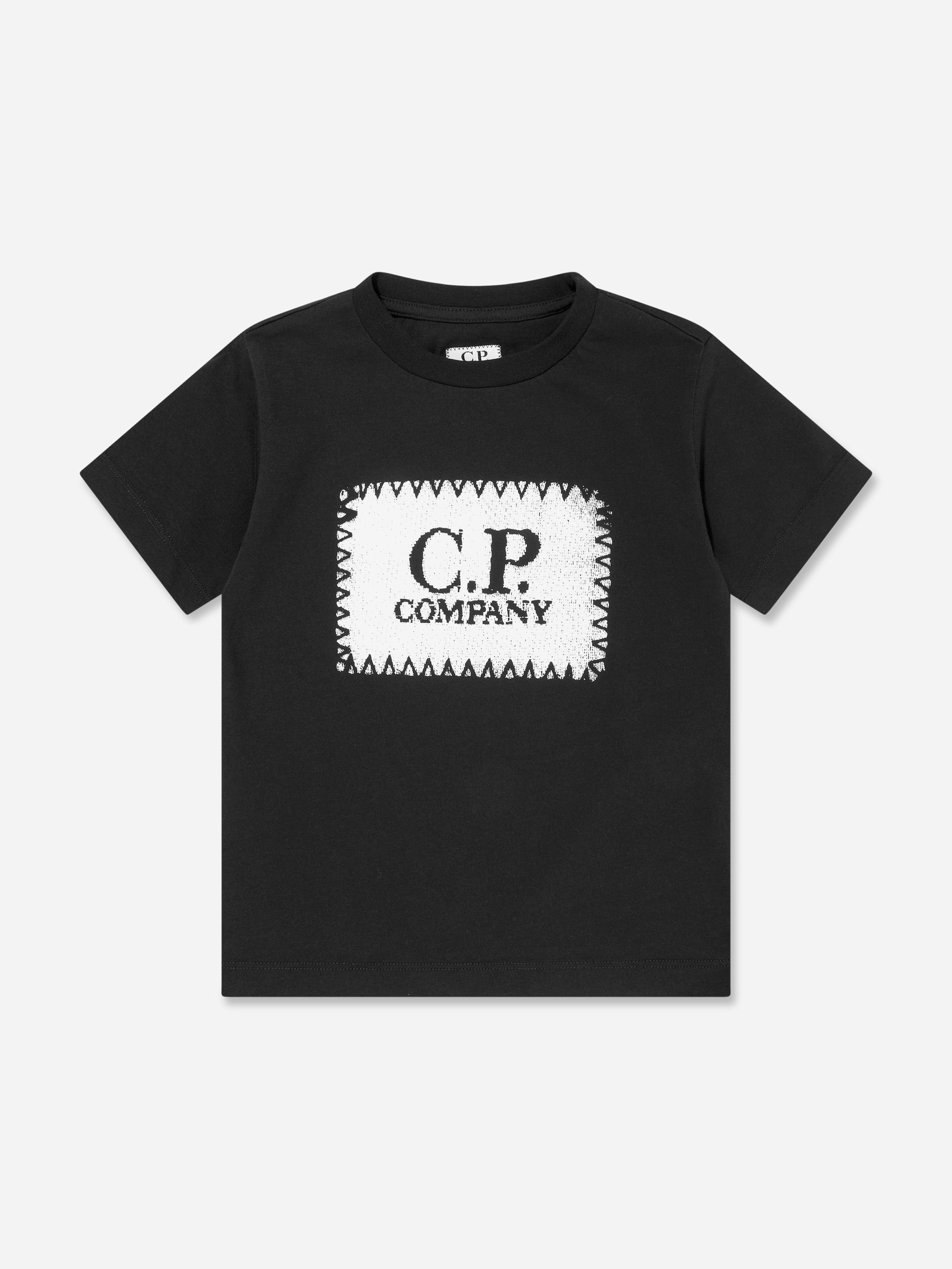 C.p. Company Boys Black Logo T-Shirt In - 8 Yrs