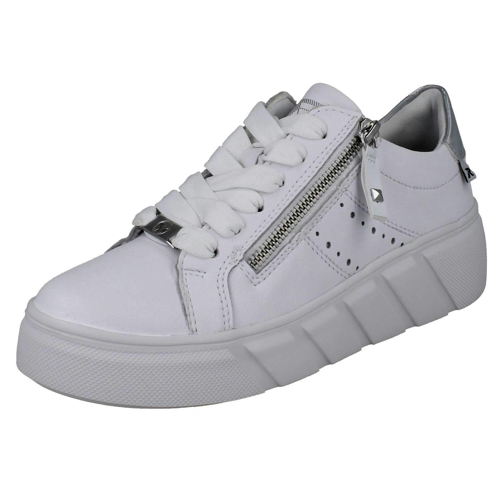Rieker Women's White Sport Punched Detail Wedge Trainers W2605 - Uk 7.5