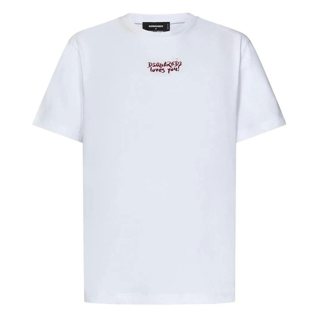 Dsquared2 Men's White Loves You Logo T-Shirt - Xl - 100% Cotton