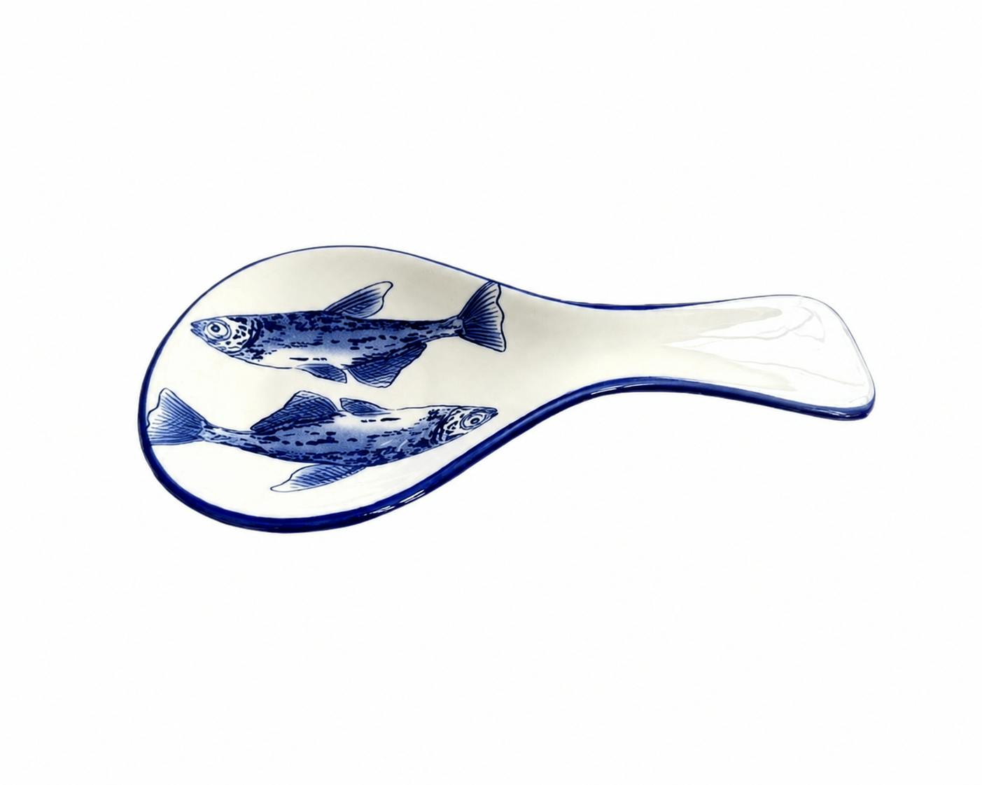 Rackhams Blue/White Ocean Fish - Spoon Rest - Fish/ Fish