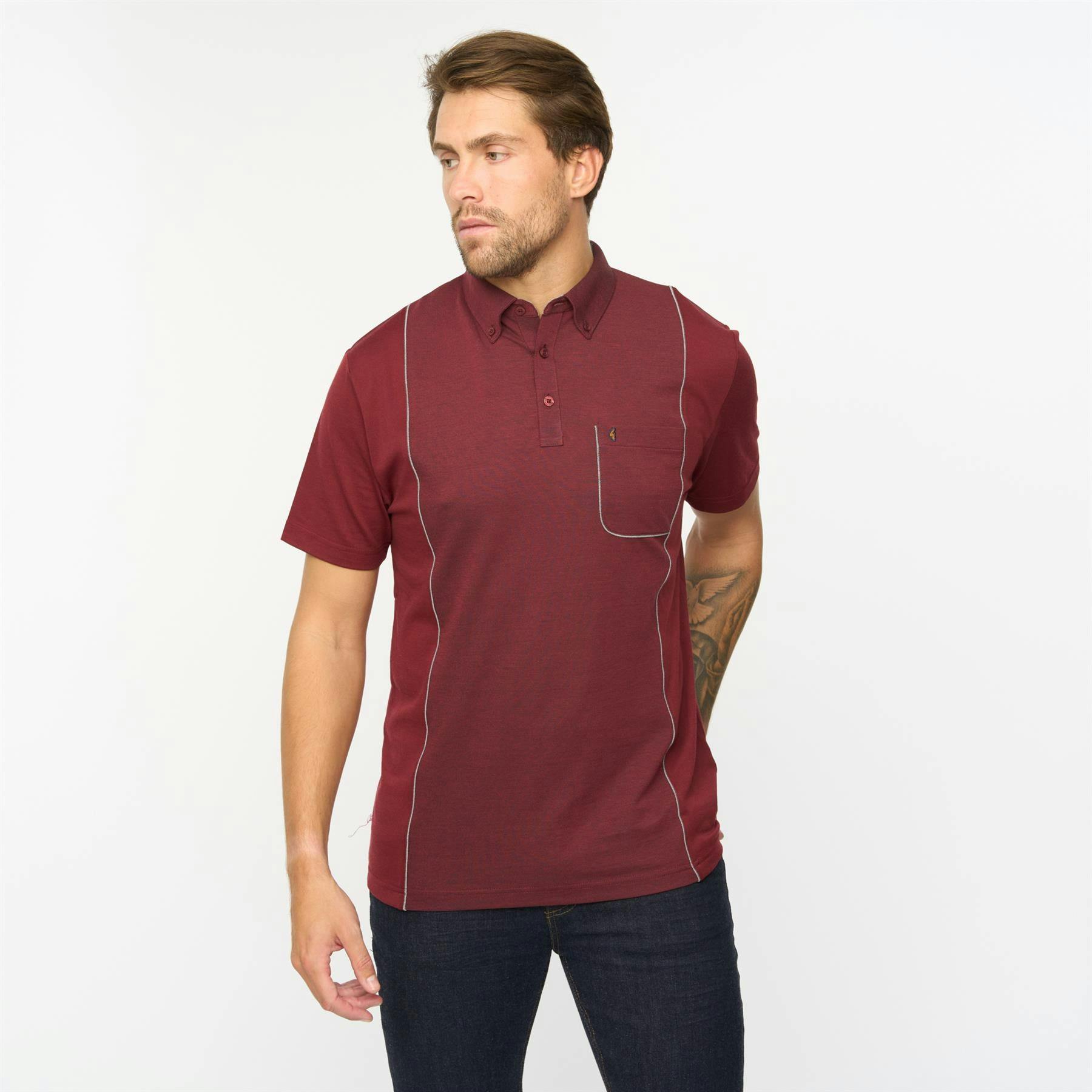 Gabicci G55x03 Fancy Short Sleeve Jersey Shirt Classic Mulberry - M