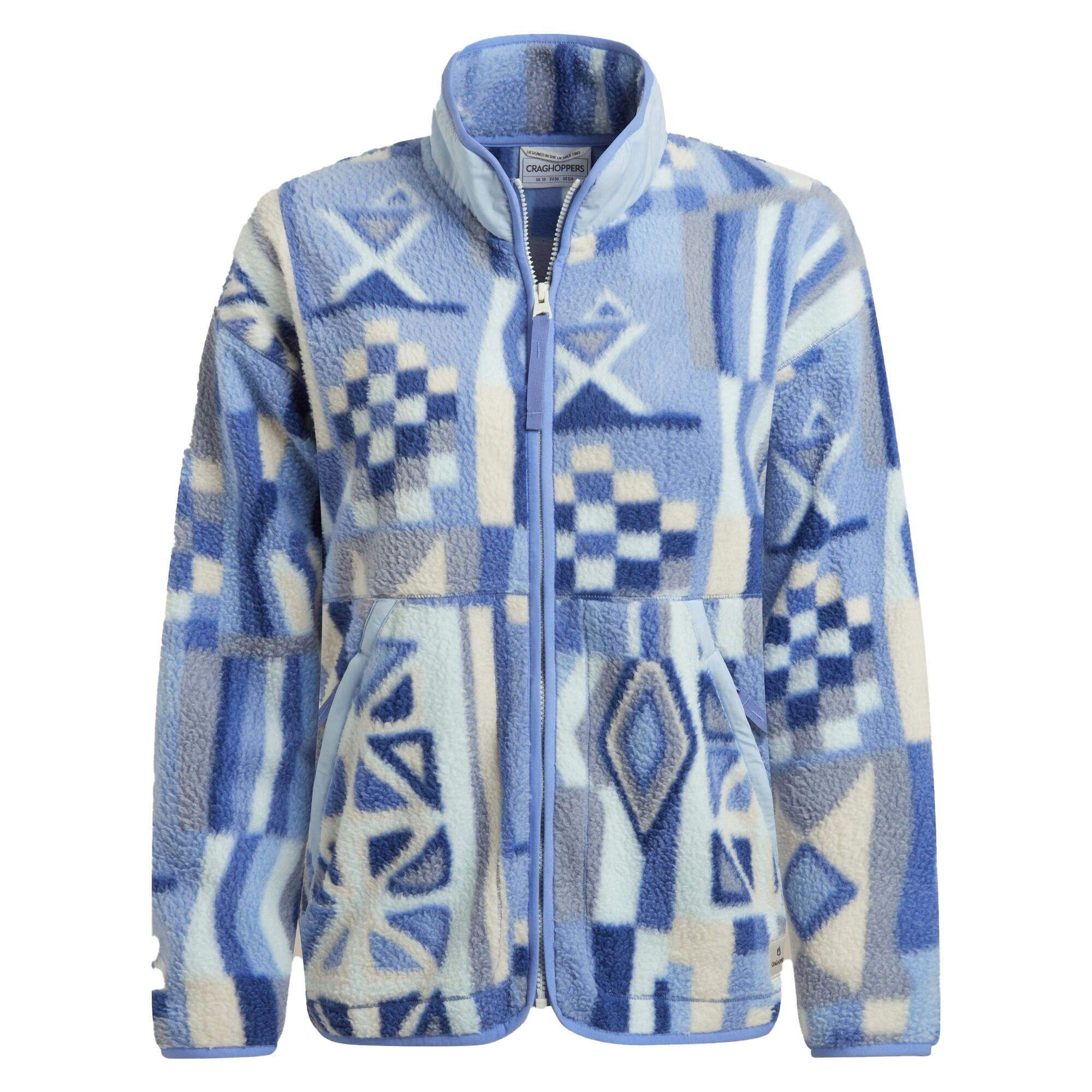 Craghoppers Women's Blue Dante Patterned Full Zip Fleece Jacket - Vinca - 16 Uk - Vinca - 100% Recycled Polyester