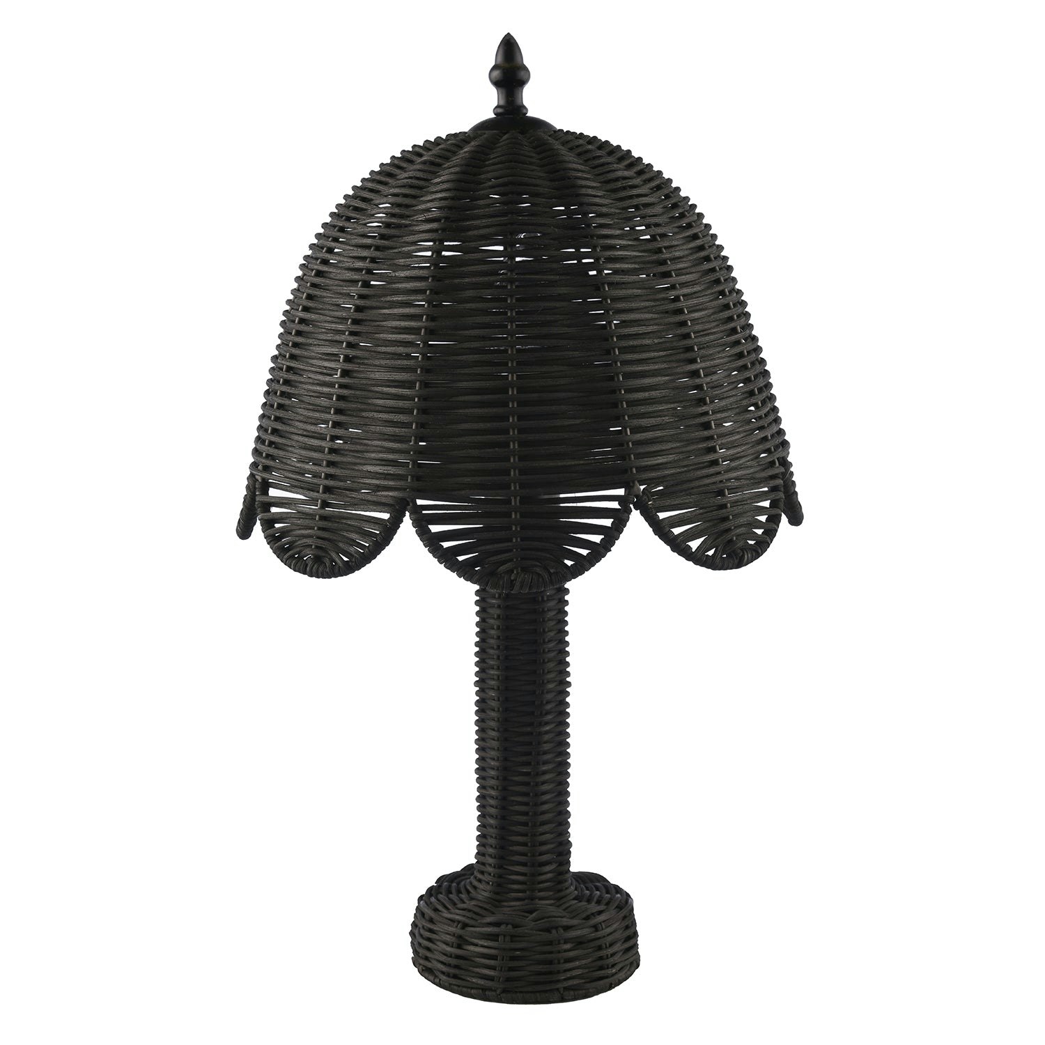 Rackhams Black Washed Woven Rattan Table Lamp With Scallop Shade And Switch