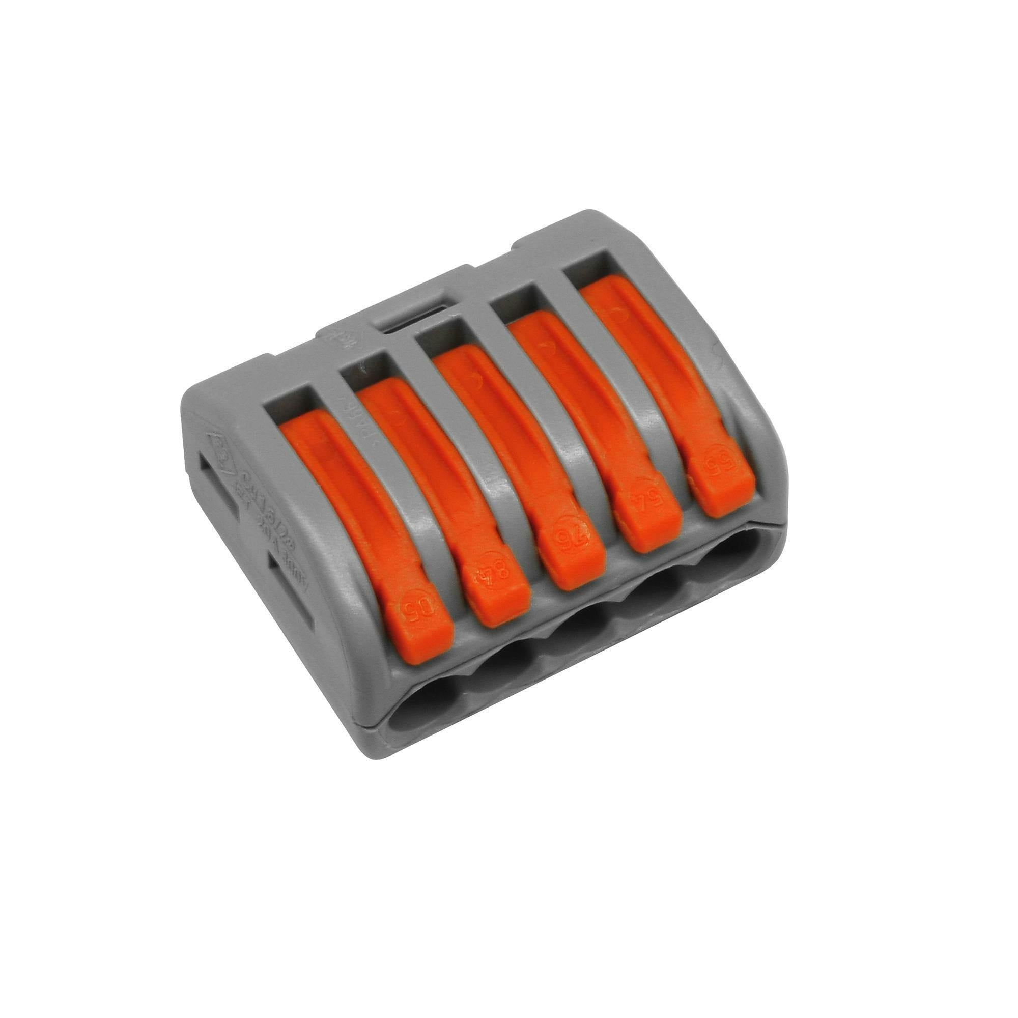 Rackhams 50Pcs 5 Way Spring Terminal Block Reusable Electric Cable Wire Connector