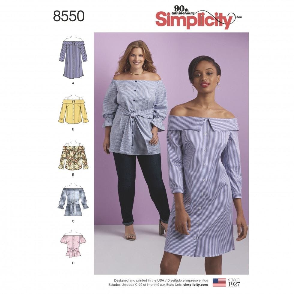 Simplicity Women's Sewing Pattern 8550, Dresses, Tops, Shirts For Bb (20W-28W) - Intermediate - Bb (20W-28W)