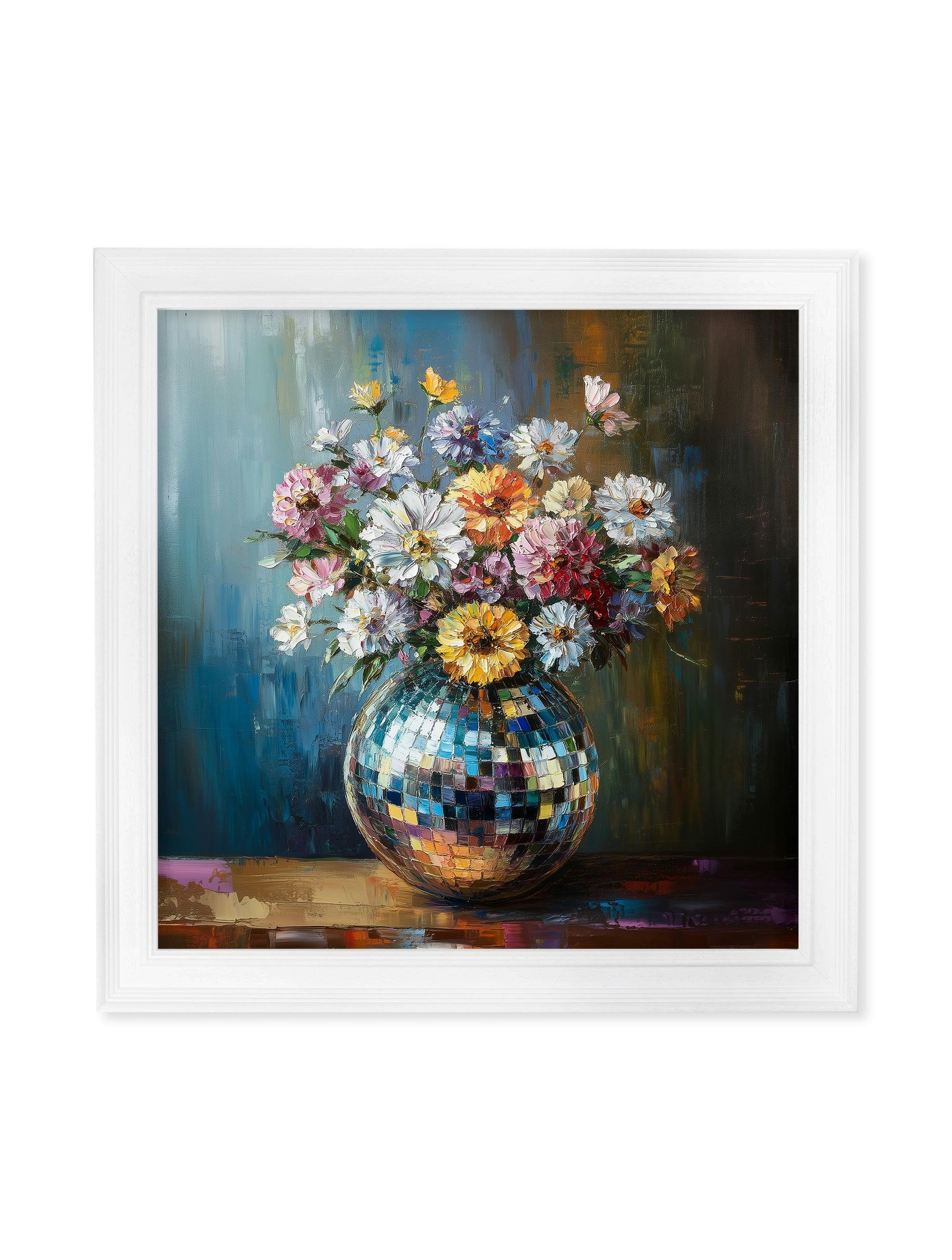 Rackhams White Disco Bloom Wildflowers - Strong Hurstwood Square Frame - Disco Wildflowers - 96 X 96Cm