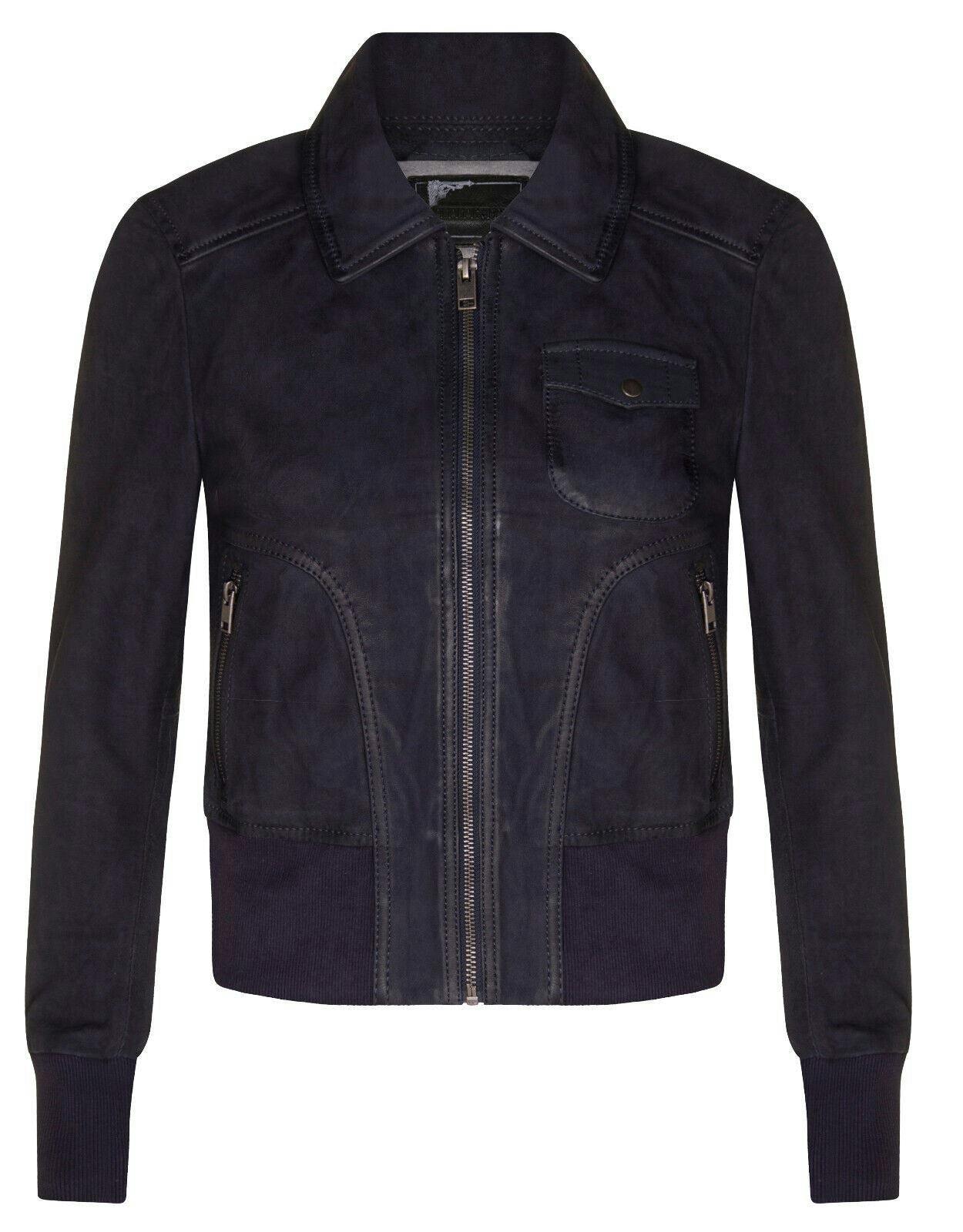 Infinity Leather Women's Ma-1 Varsity Bomber Jacket-Modbury - Navy - Uk Xl/16 | Eu 42 | Us 12