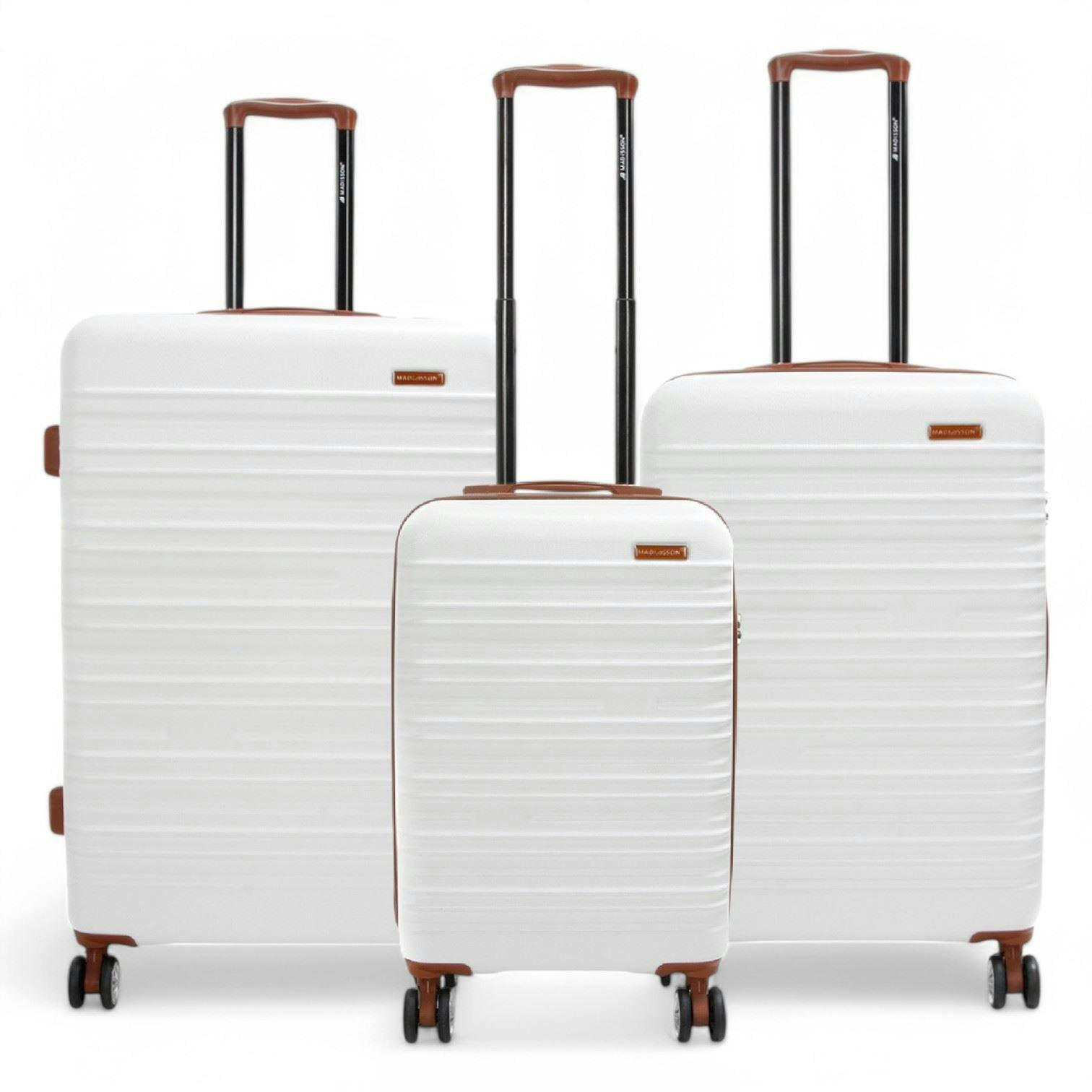 Snowball Cream Expandable Hard Shell Abs Suitcase Set 8 Wheel Robust Travel Case Holiday Luggage - Set Of 3