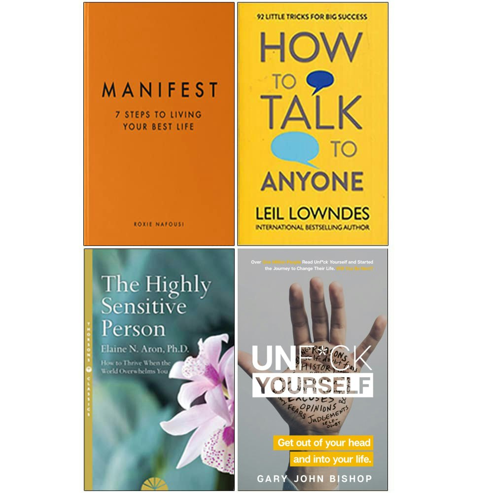 Various Publishers Manifest [Hardcover], How To Talk To Anyone, The Highly Sensitive Person, Unf*Ck Yourself 4 Books Collection Set