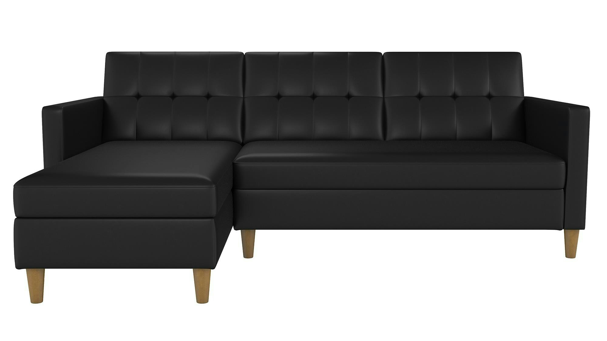 Dorel Home Black Hartford Sectional Sofa Bed In Pu
