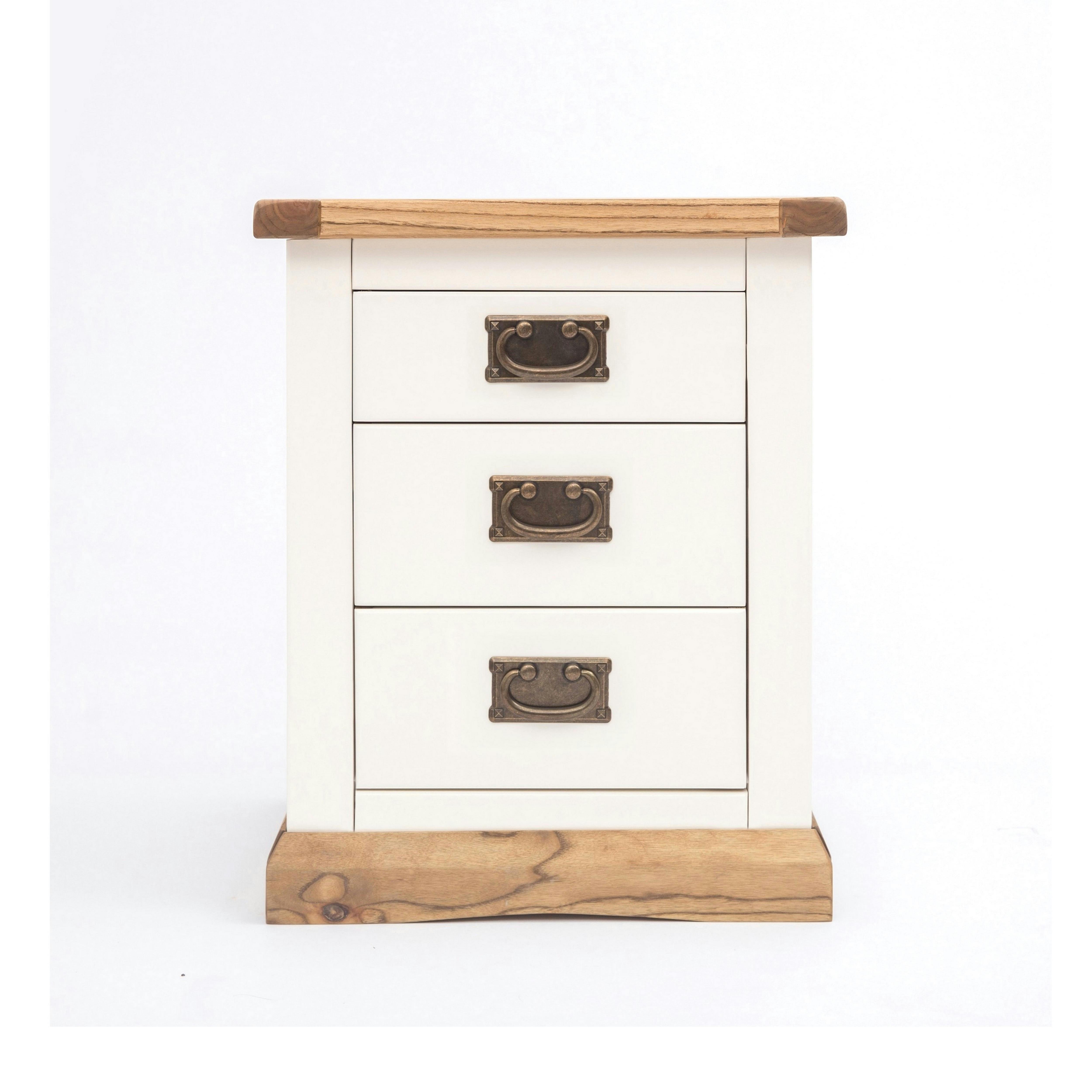 Rackhams White Tropea 3 Drawer Bedside Table - Off