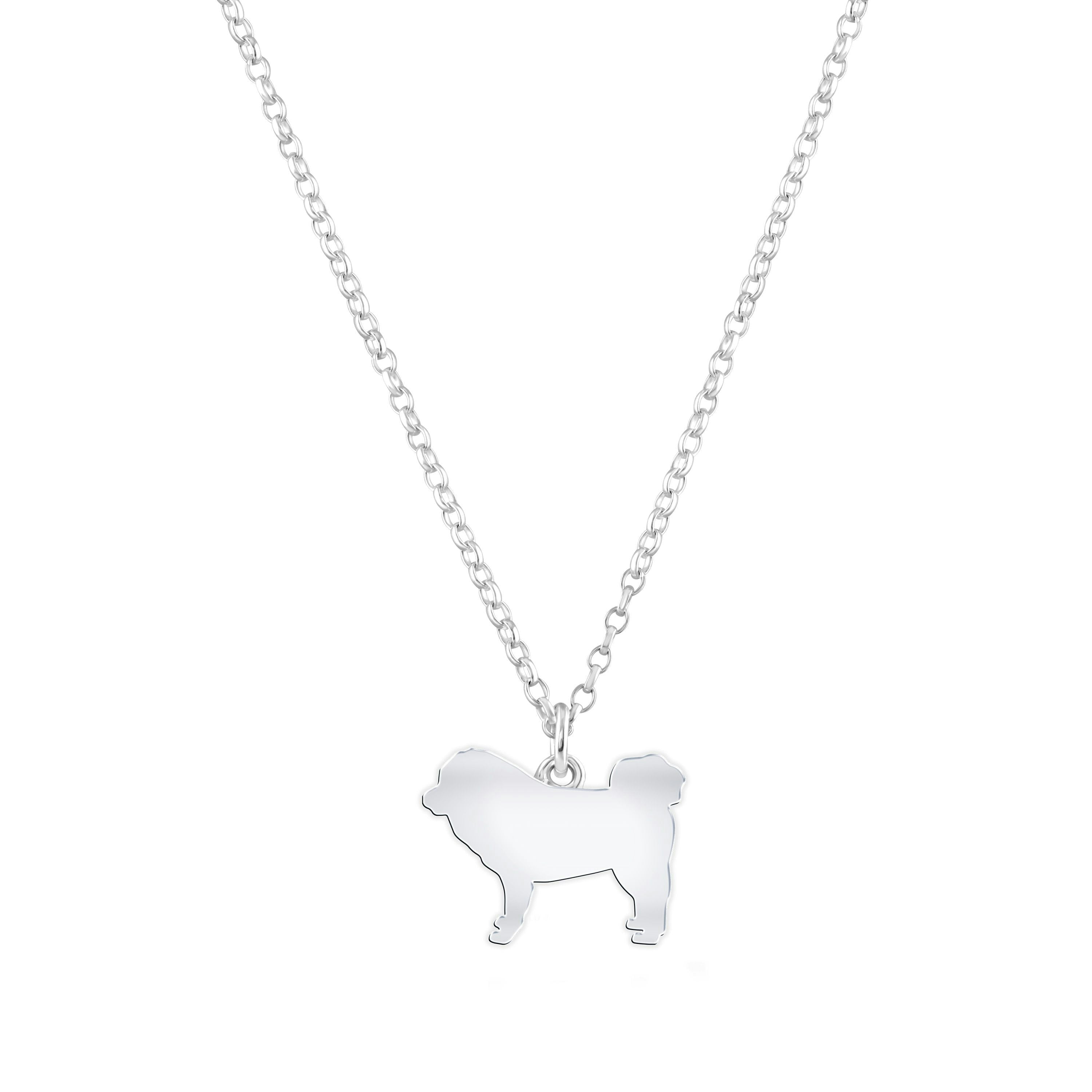 Mylee London Silver Tibetan Mastiff Silhouette Necklace - Personalised - Yes