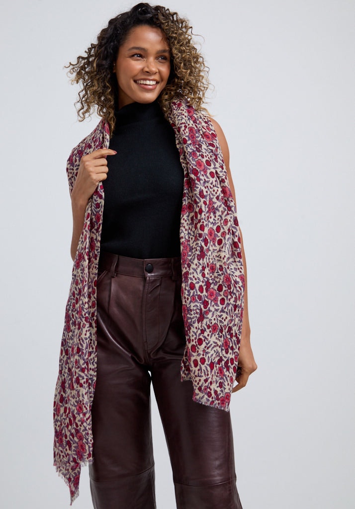 Lily And Lionel Pink Karen Oversized Aster Floral Scarf In