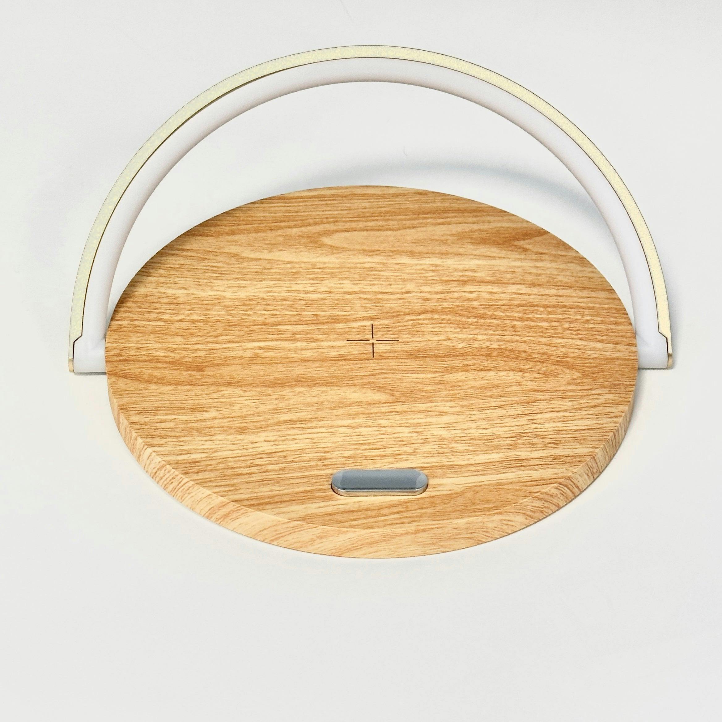 Rackhams White/Black Led Arch Desk Lamp With Wireless Charger - Wood - Image 3