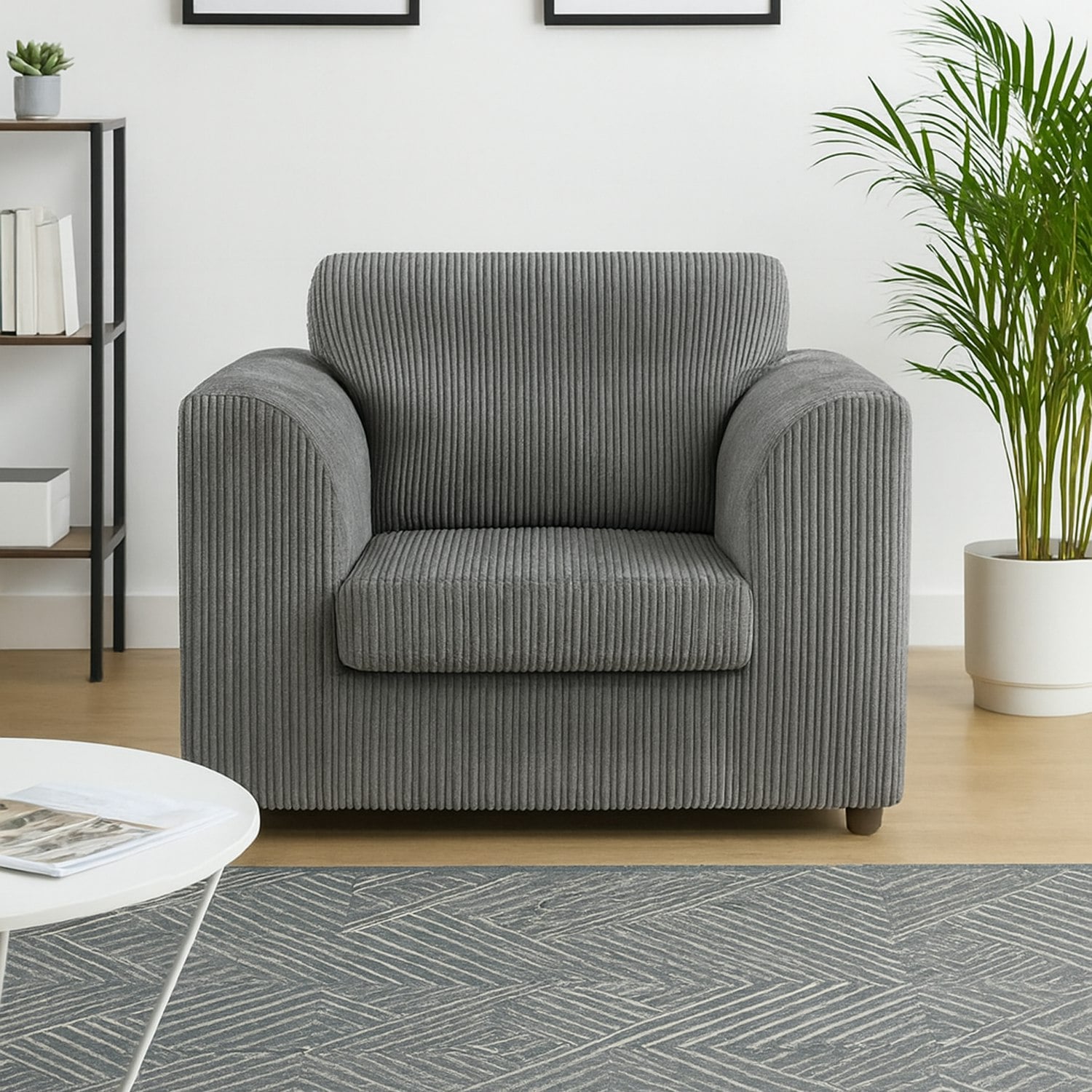 Furnishings For Less Grey Luxor / Ferguson Cord Armchair