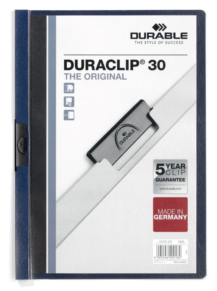 Rackhams Blue Duraclip 30 Sheet Document Clip File Folder | 25 Pack | A4 Midnight