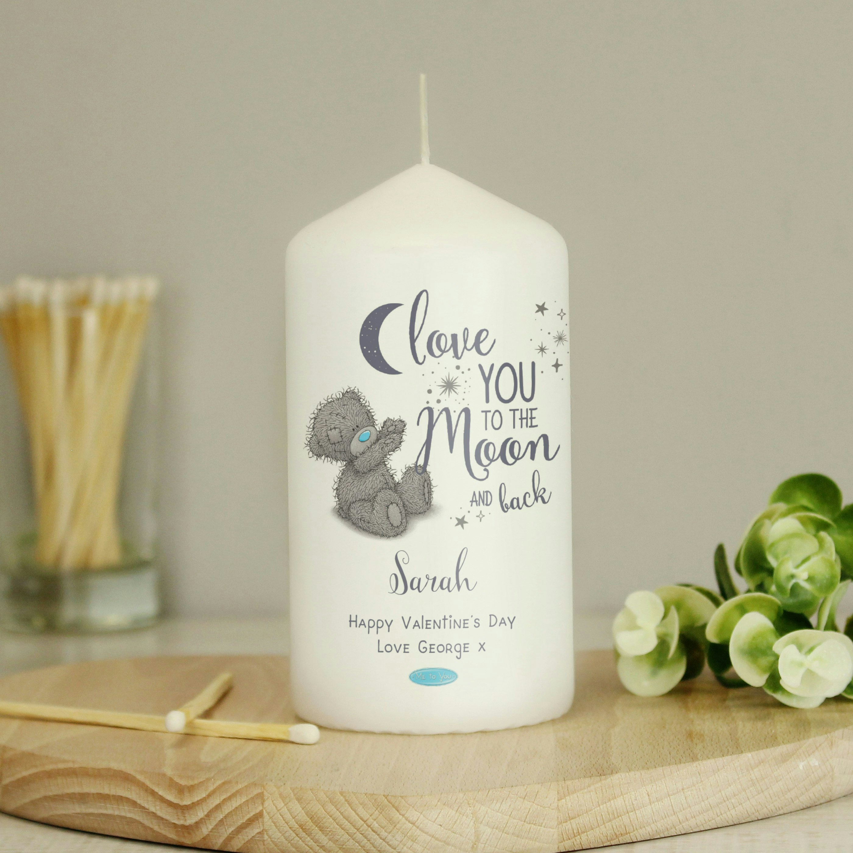 Rackhams Personalised Me To You 'Love You To The Moon And Back' Pillar Candle