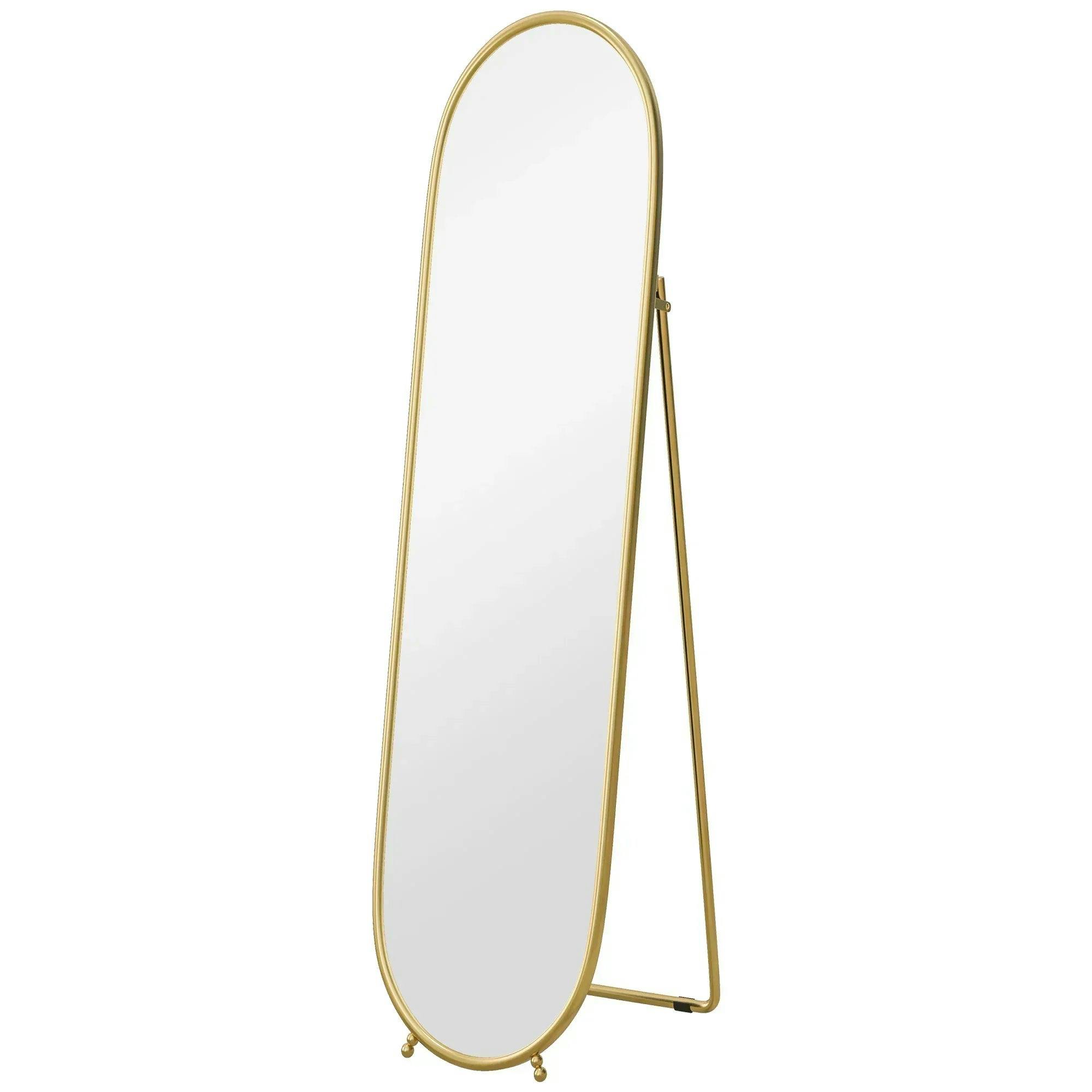 Portland Gold Oval Full Length Mirror 160 x 40cm - Metal Frame - Image 6