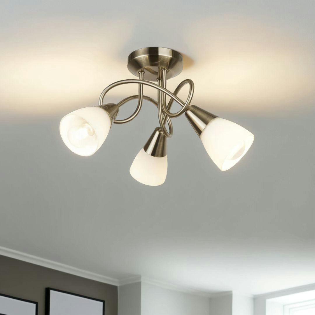 Rackhams Light Bronx Semi-Flush Ceiling Antique Brass