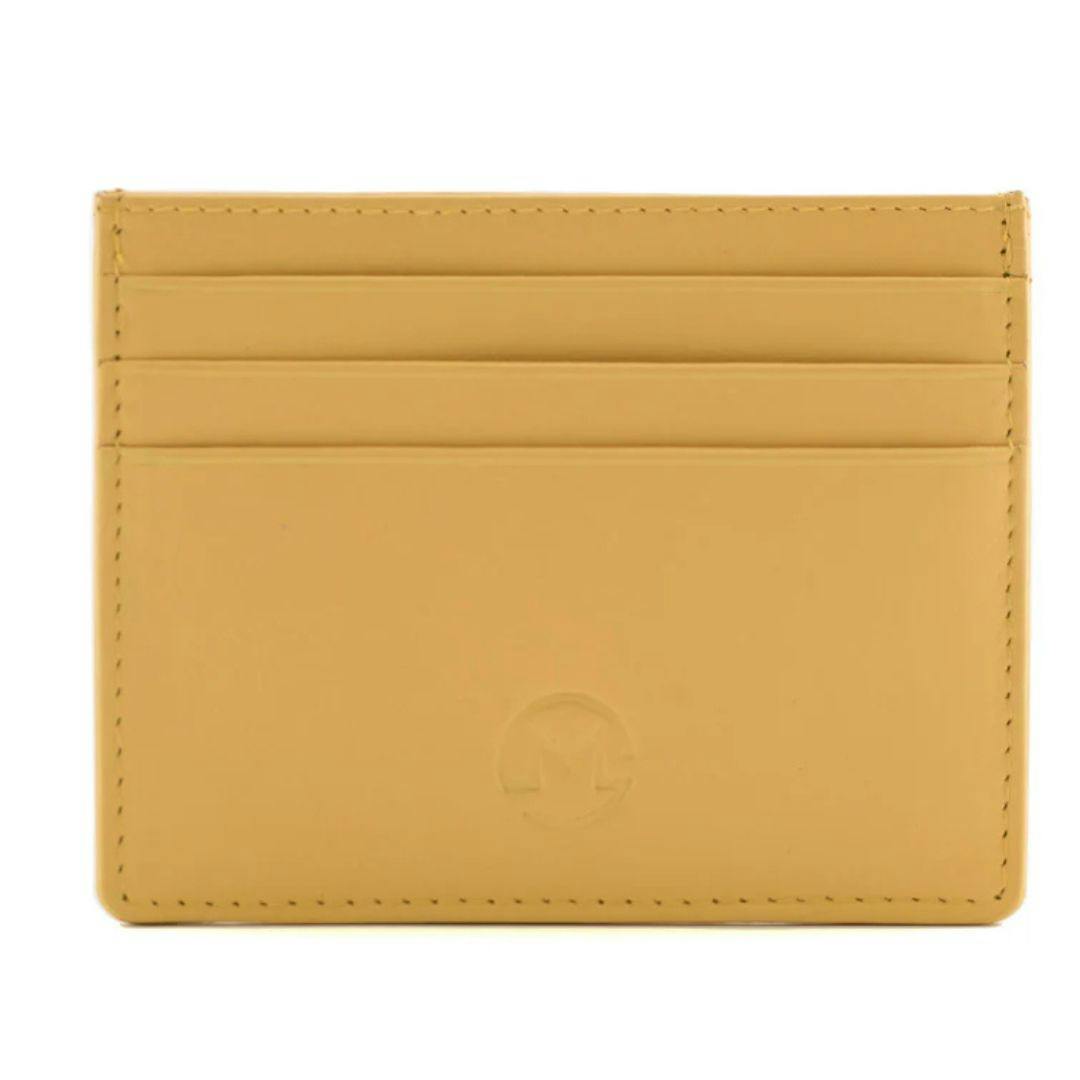 Mala Leather Origin Plain Leather Card Holder With Zip Pocket - Lemon