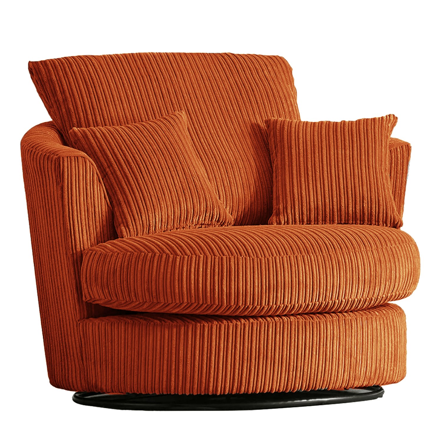 Furnishings For Less Orange Luxor / Ferguson / Delta Cord Swivel Chair